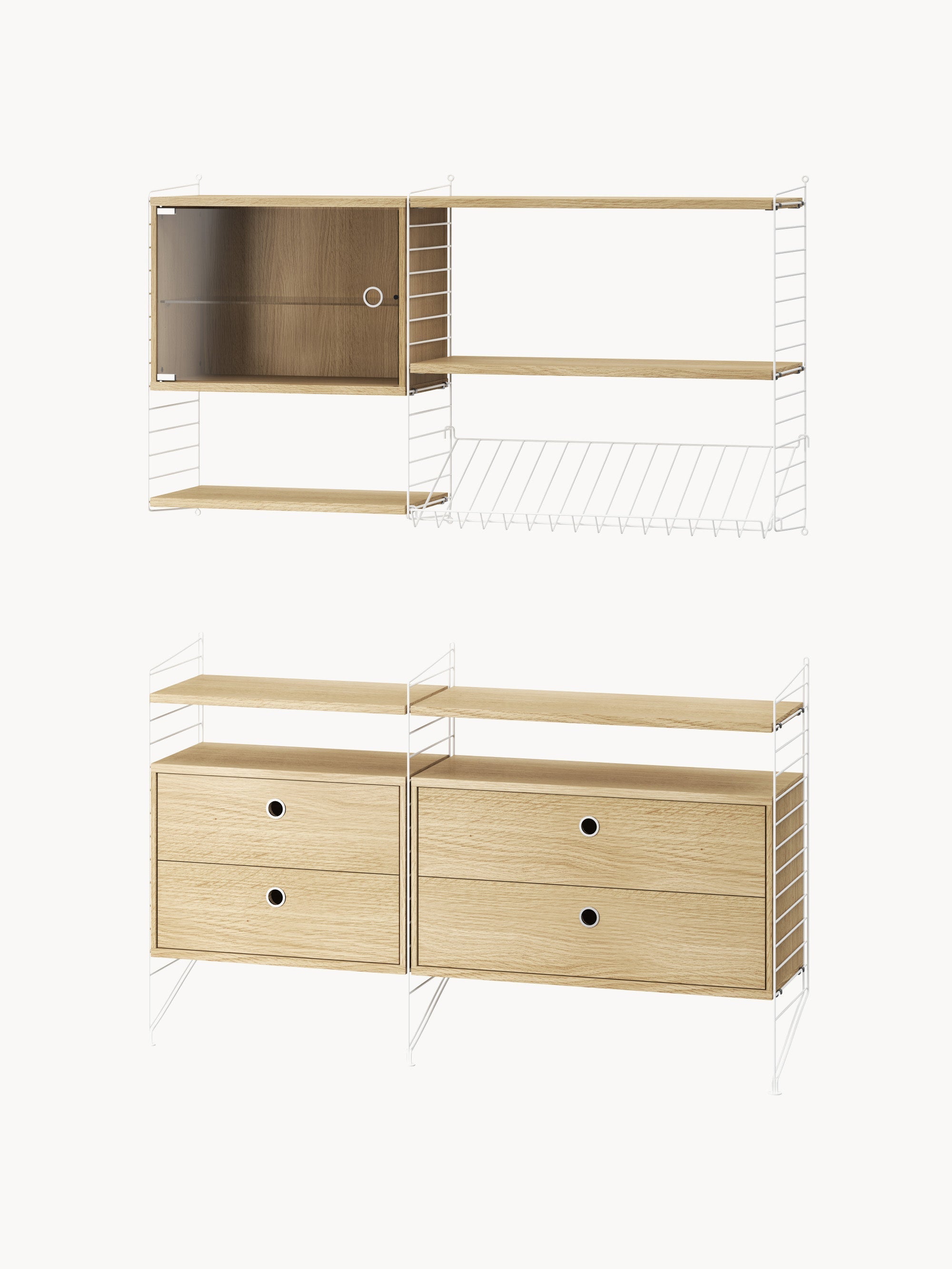 Display Cabinet String System with Swing Glass Door, W 58 x D 30 cm