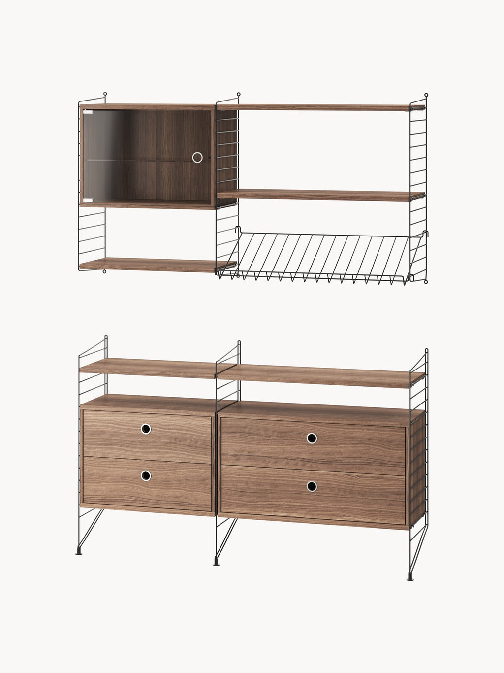 Display Cabinet String System with Swing Glass Door, W 58 x D 30 cm