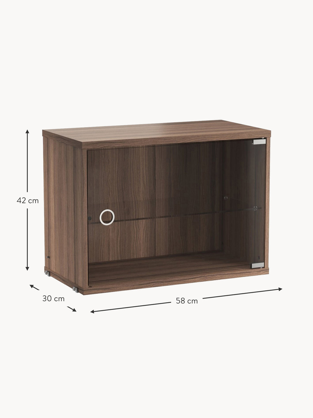 Display Cabinet String System with Swing Glass Door, W 58 x D 30 cm