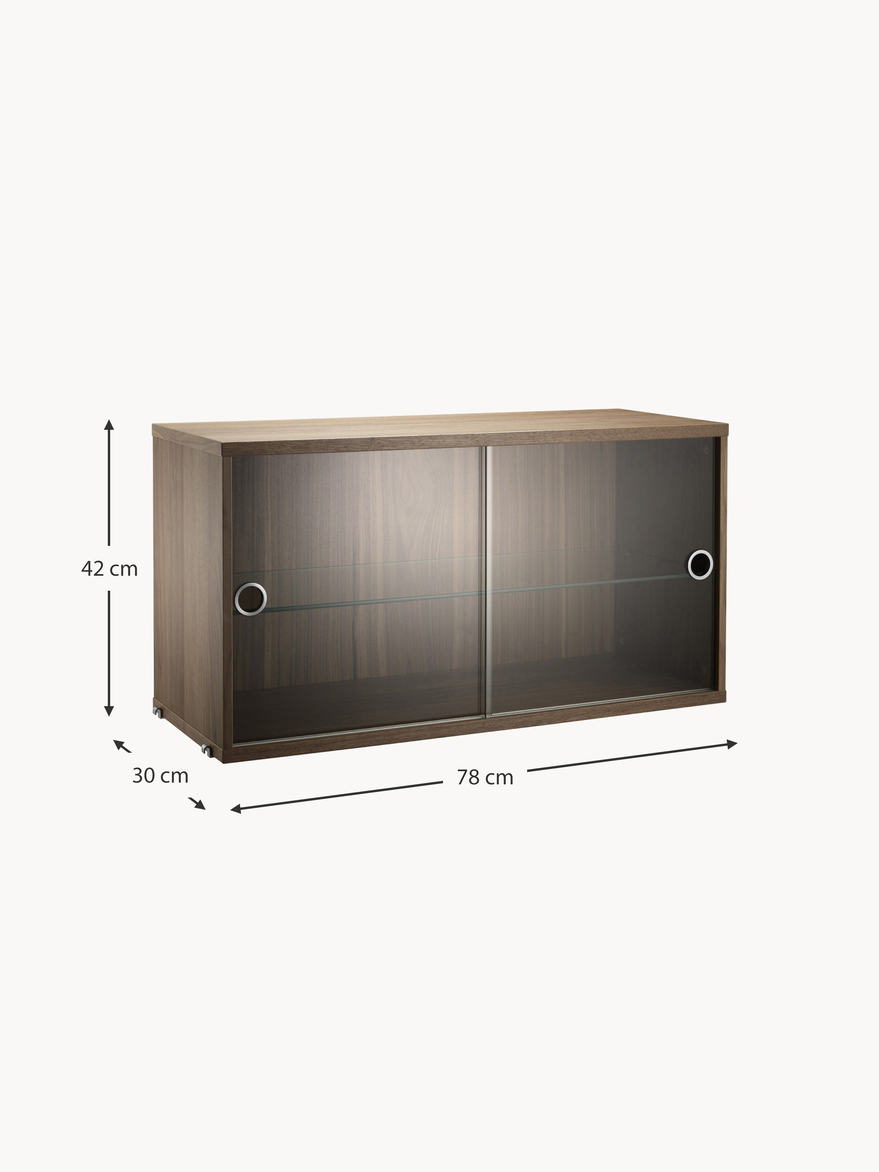 Display Cabinet String System with Sliding Glass Doors, W 78 x D 30 cm