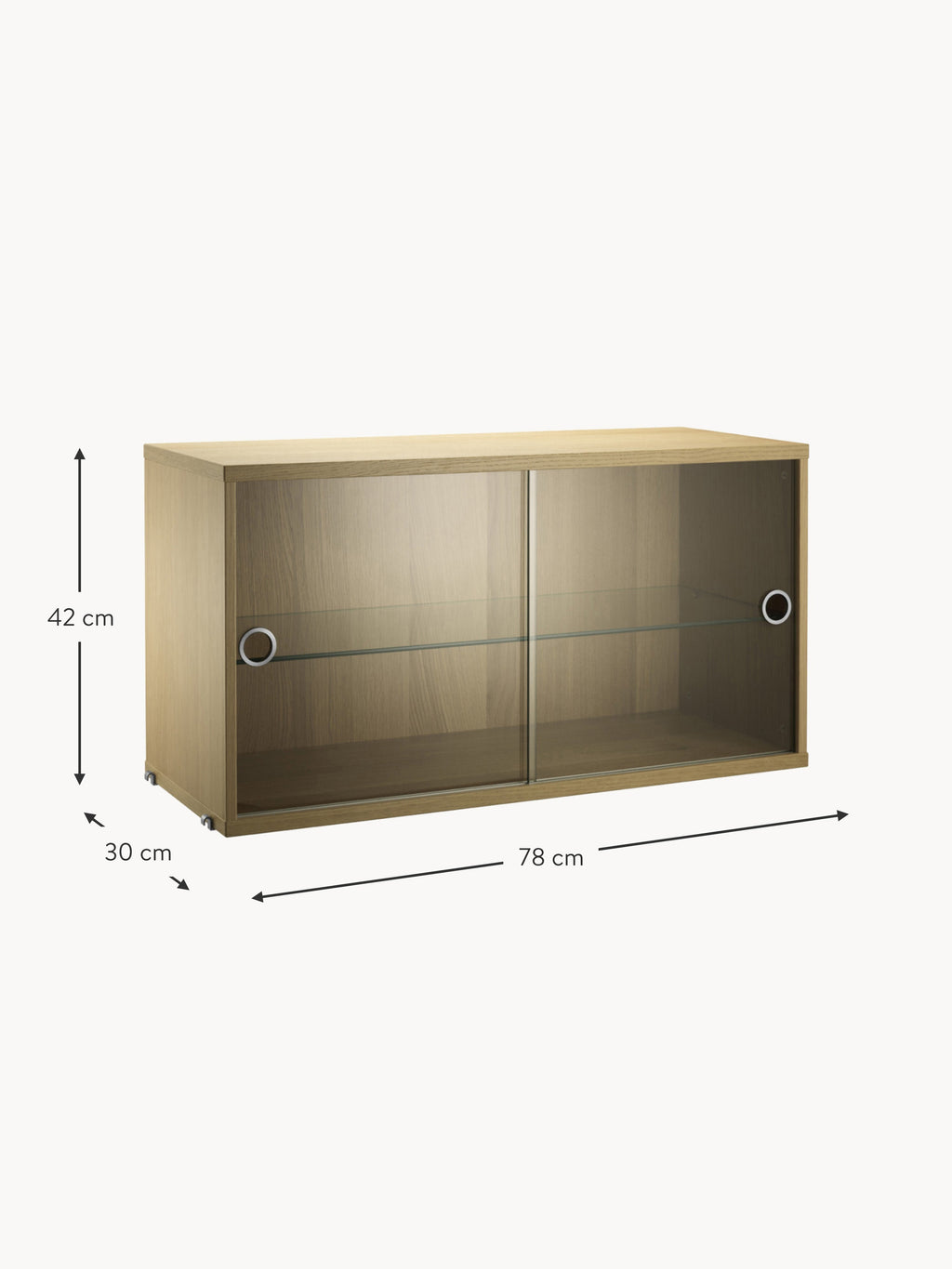 Display Cabinet String System with Sliding Glass Doors, W 78 x D 30 cm