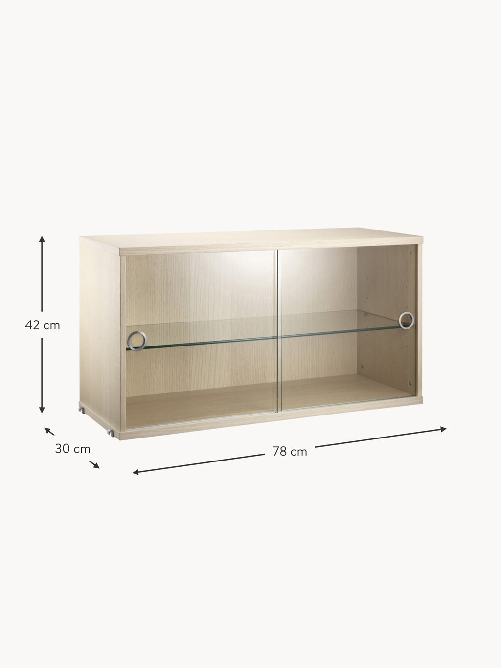 Display Cabinet String System with Sliding Glass Doors, W 78 x D 30 cm