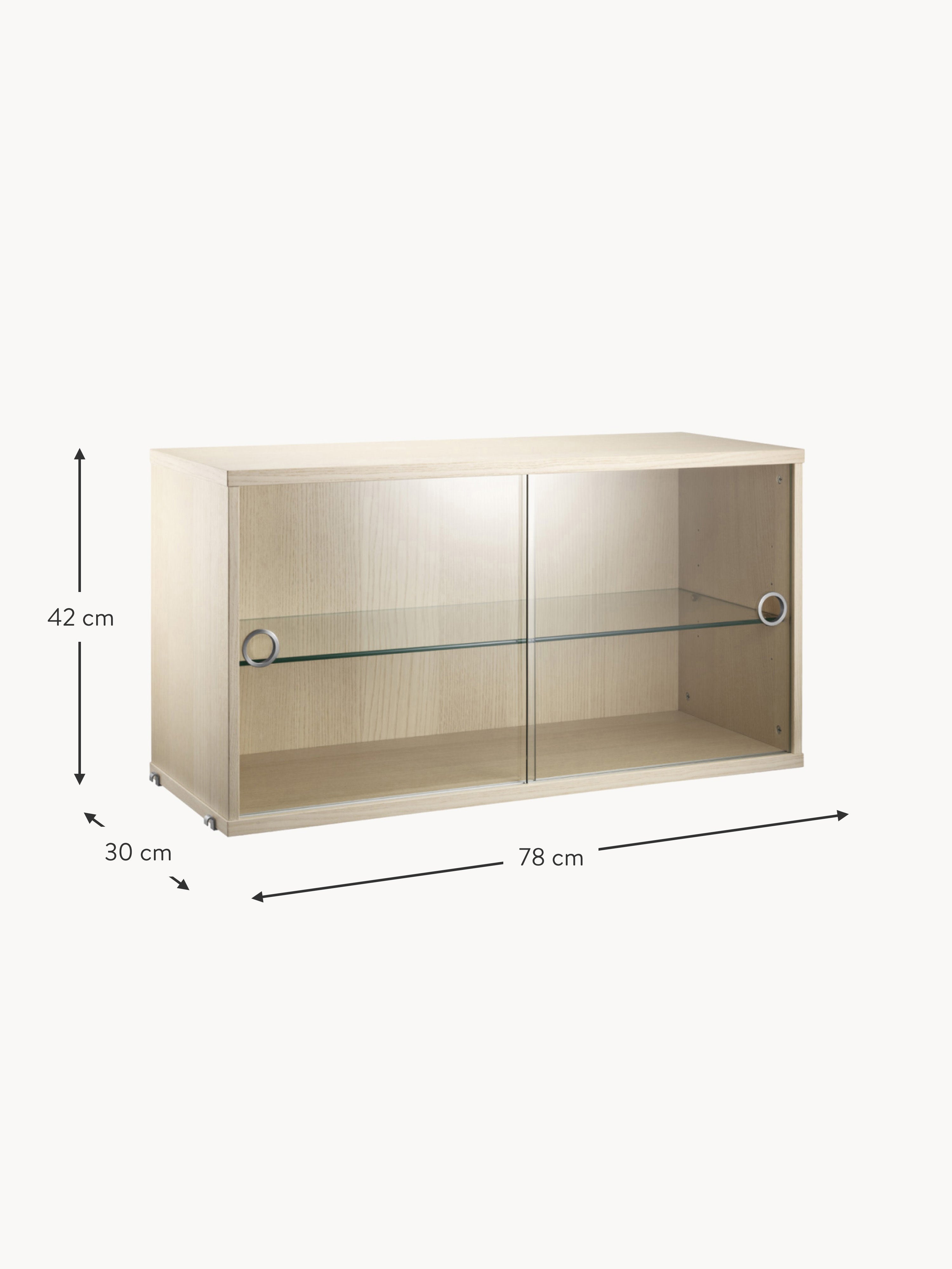 Display Cabinet String System with Sliding Glass Doors, W 78 x D 30 cm