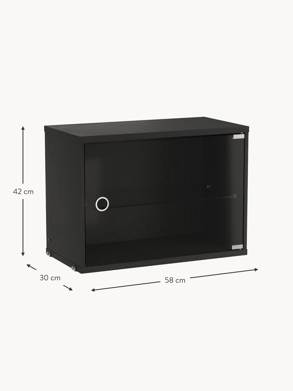Display Cabinet String System with Swing Glass Door, W 58 x D 30 cm