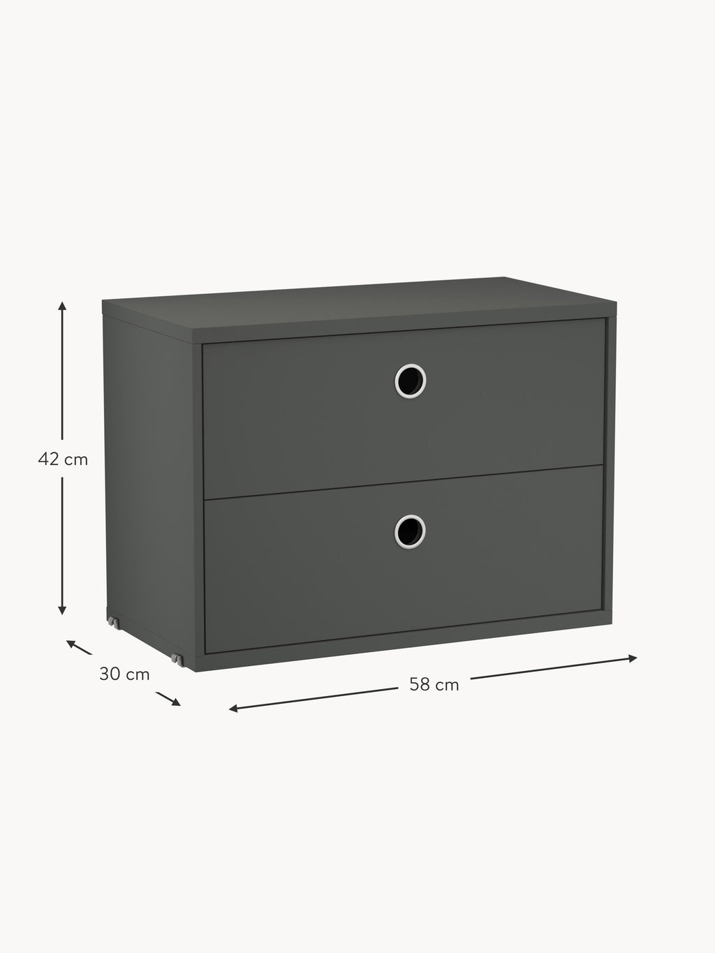 Cabinet String System with Drawers, W 58 x D 30 cm
