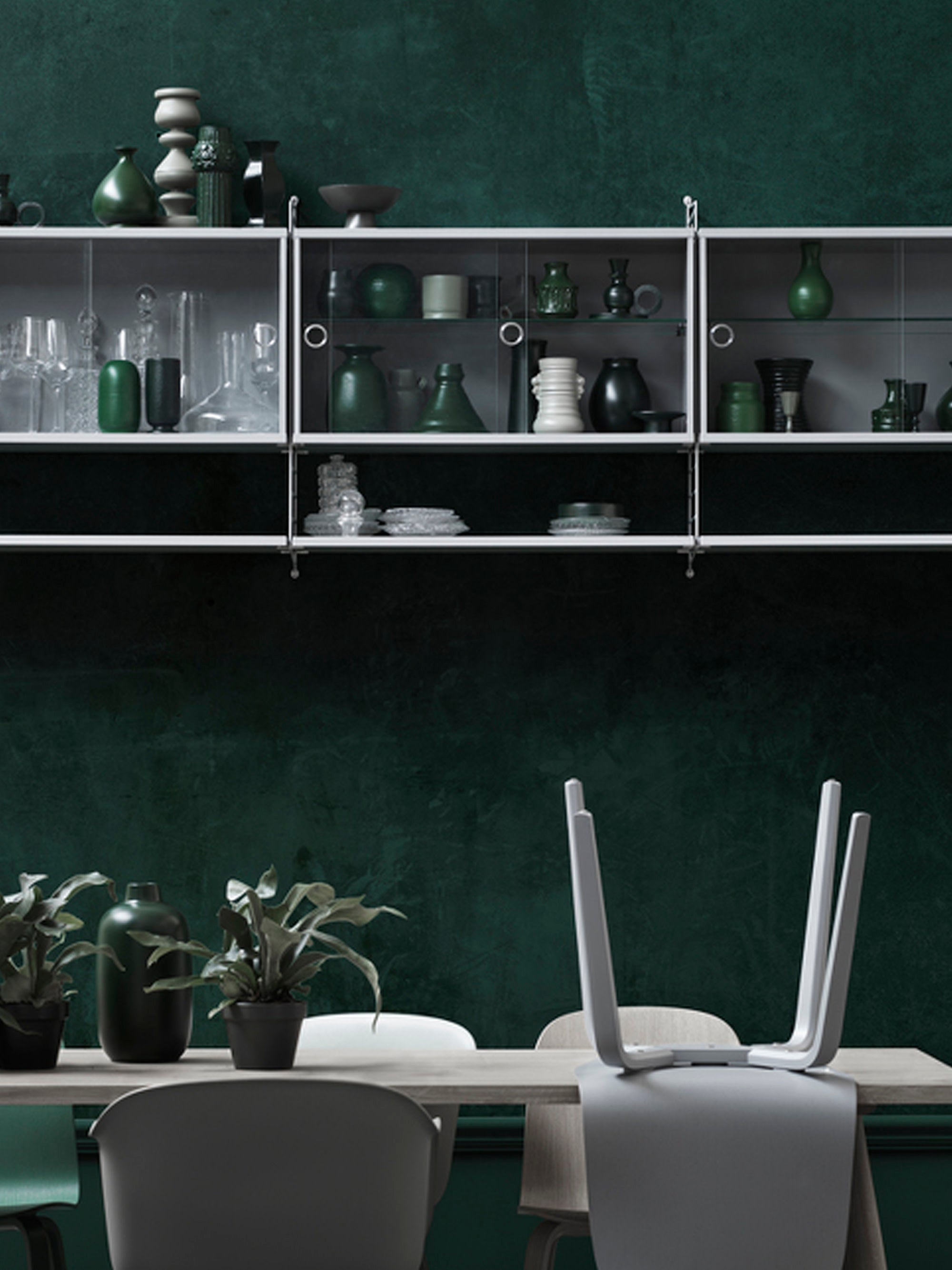 Display Cabinet String System with Sliding Glass Doors, W 78 x D 30 cm