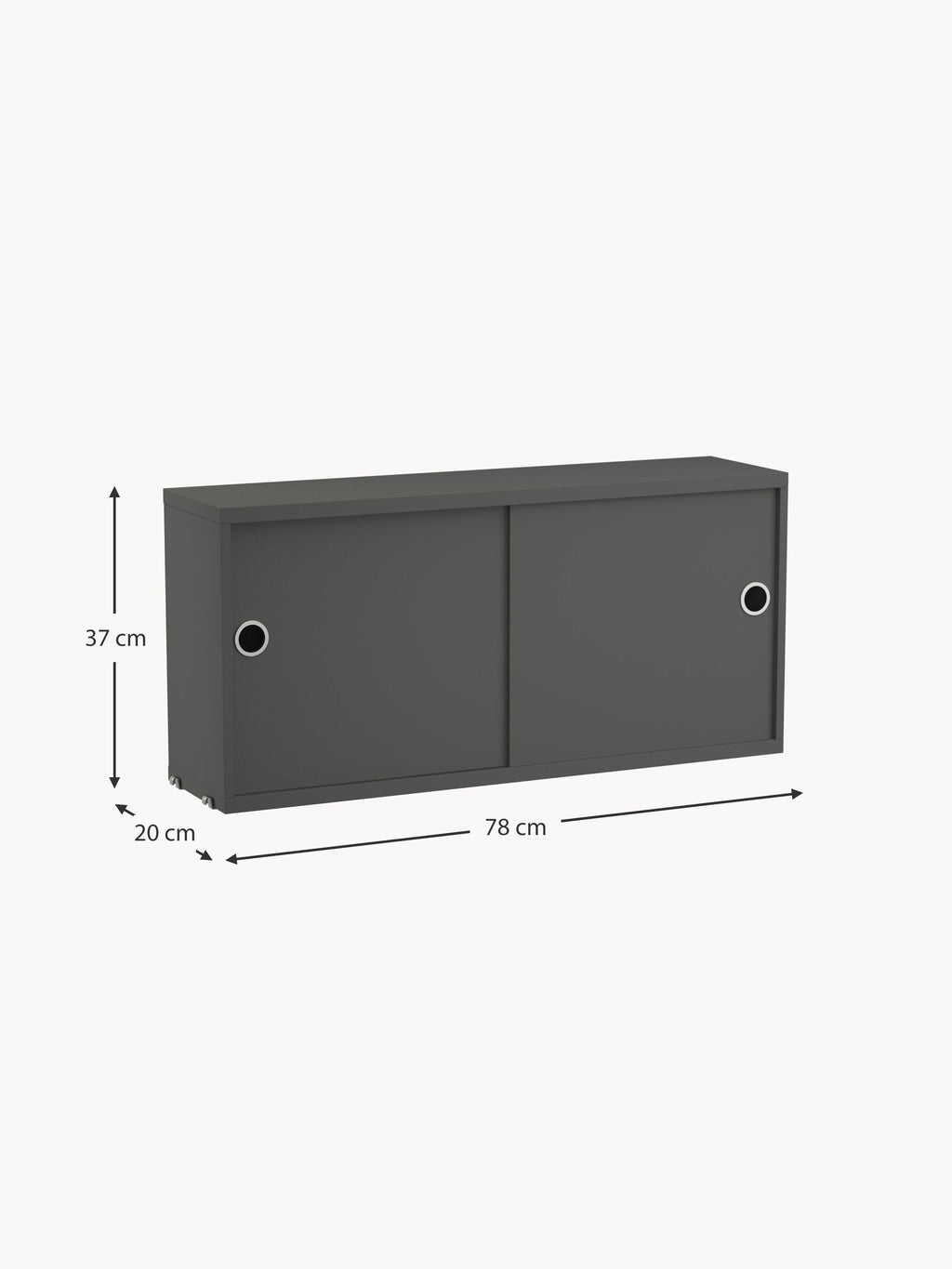 Cabinet String System with Sliding Doors, W 78 x D 20 cm