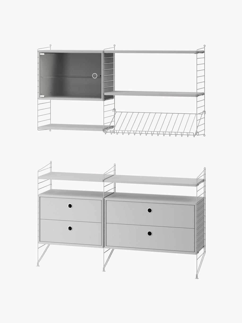 Display Cabinet String System with Swing Glass Door, W 58 x D 30 cm