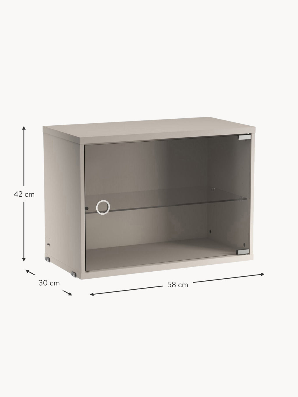 Display Cabinet String System with Swing Glass Door, W 58 x D 30 cm