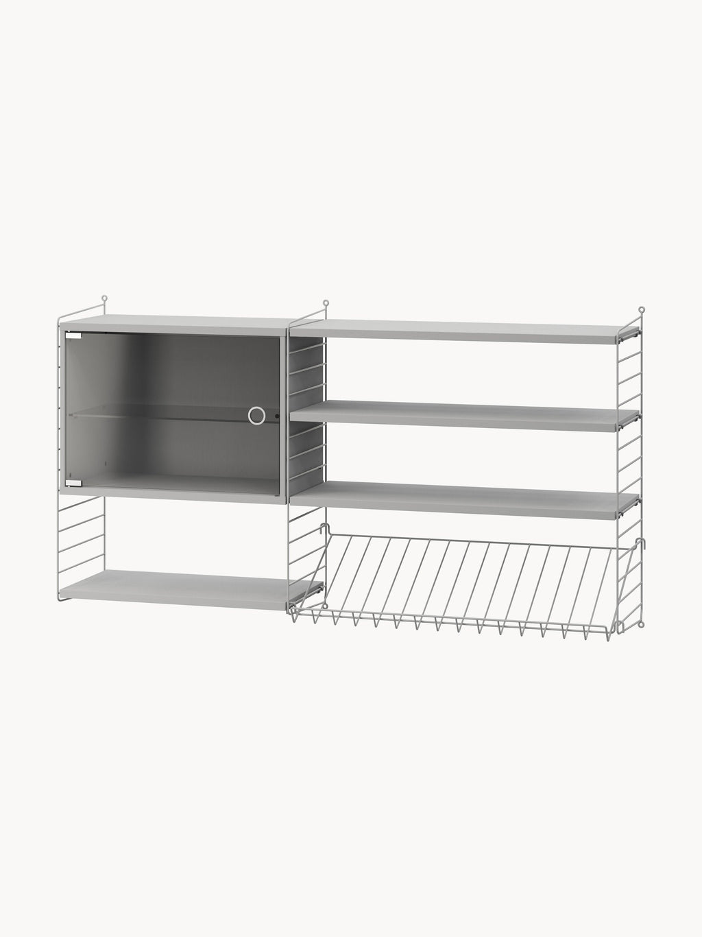 Display Cabinet String System with Swing Glass Door, W 58 x D 30 cm