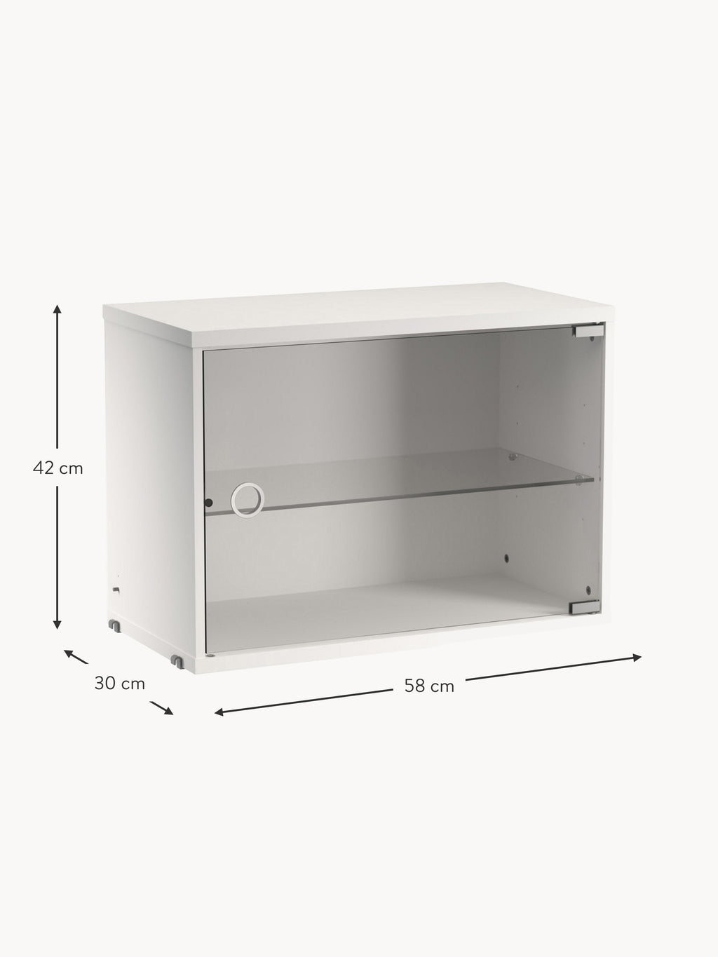 Display Cabinet String System with Swing Glass Door, W 58 x D 30 cm
