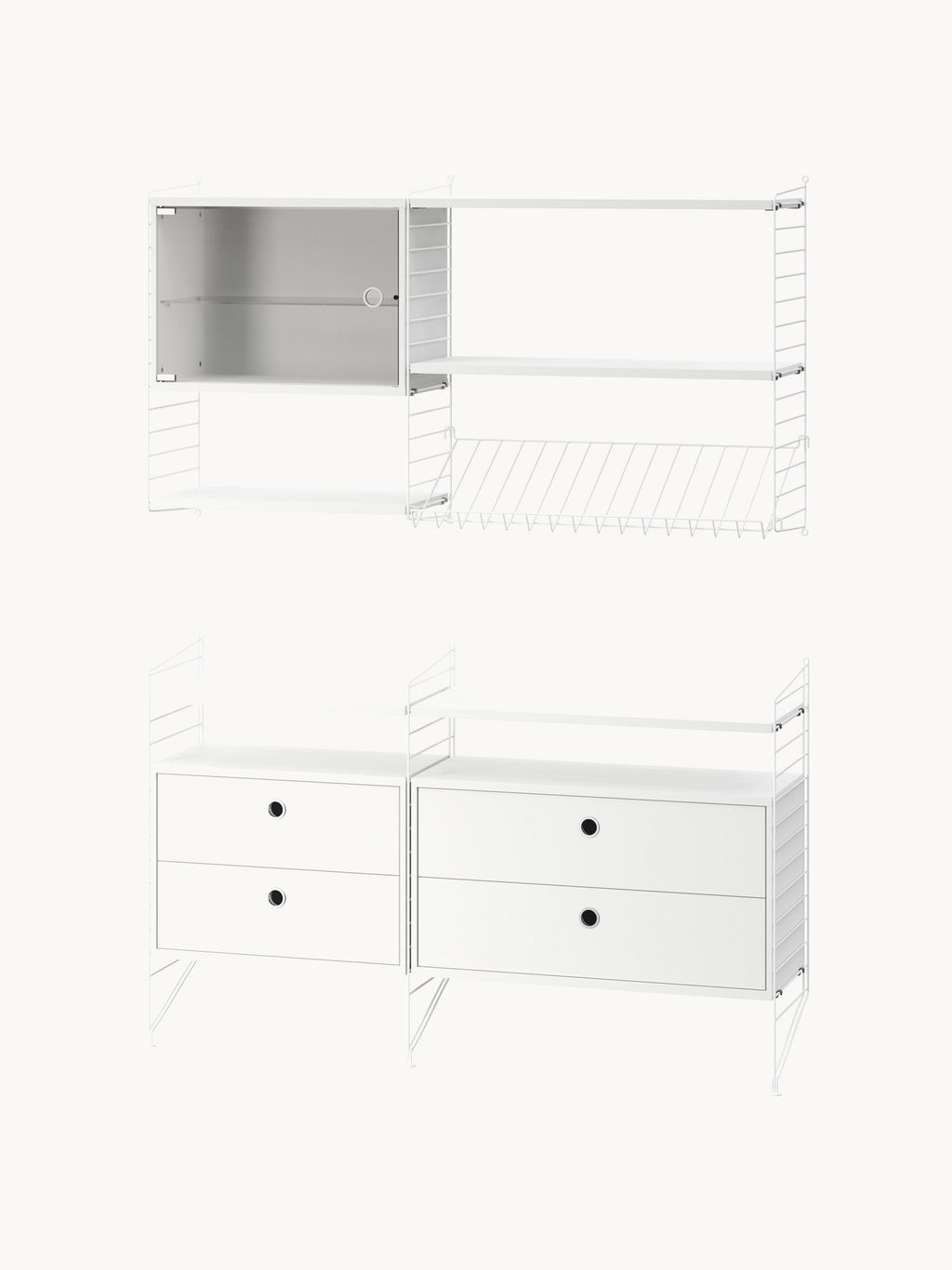 Display Cabinet String System with Swing Glass Door, W 58 x D 30 cm
