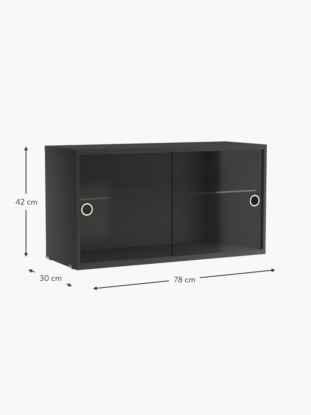 Display Cabinet String System with Sliding Glass Doors, W 78 x D 30 cm