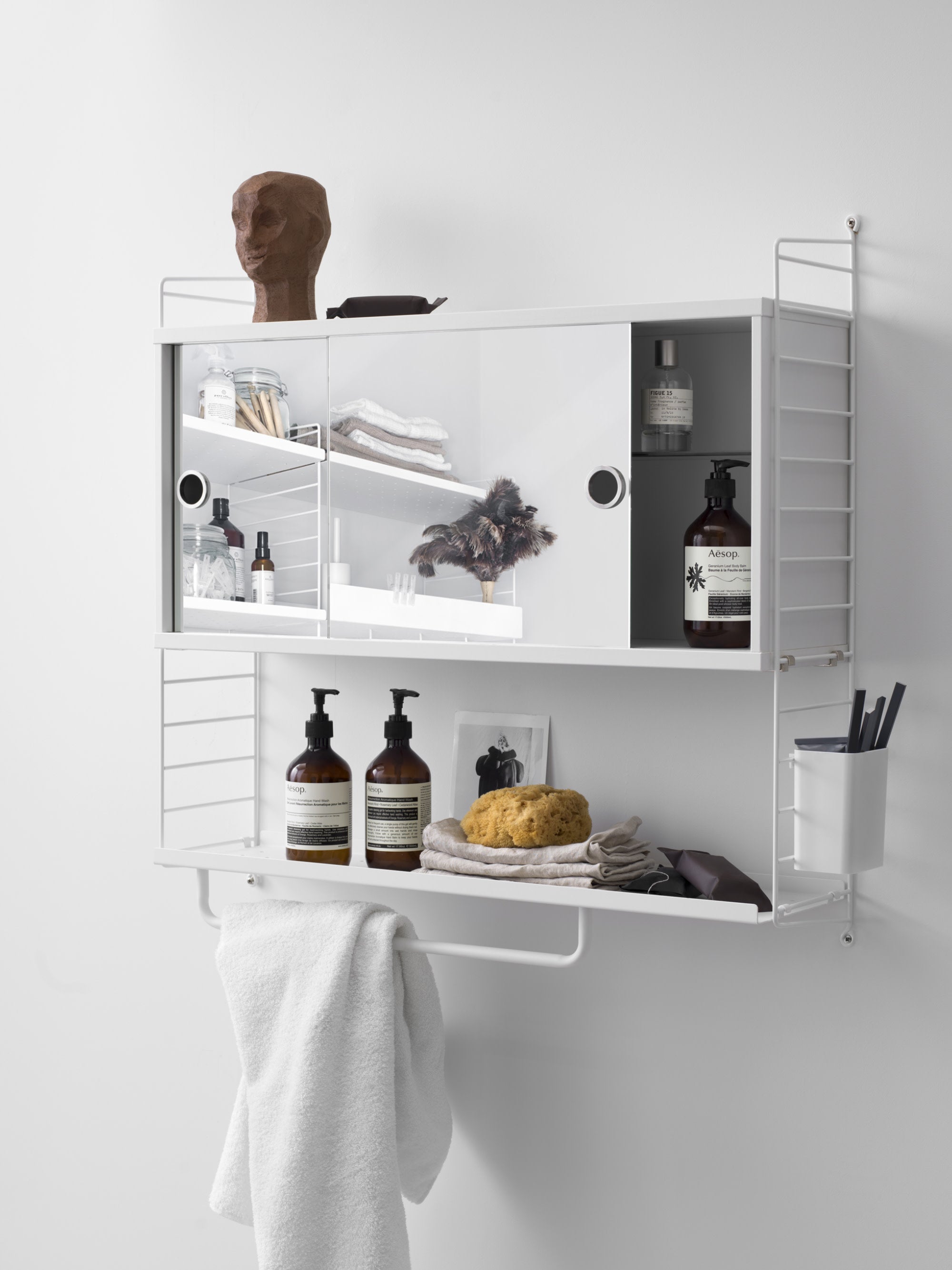 Cabinet String System with Two Mirror Doors, W 78 x D 20 cm