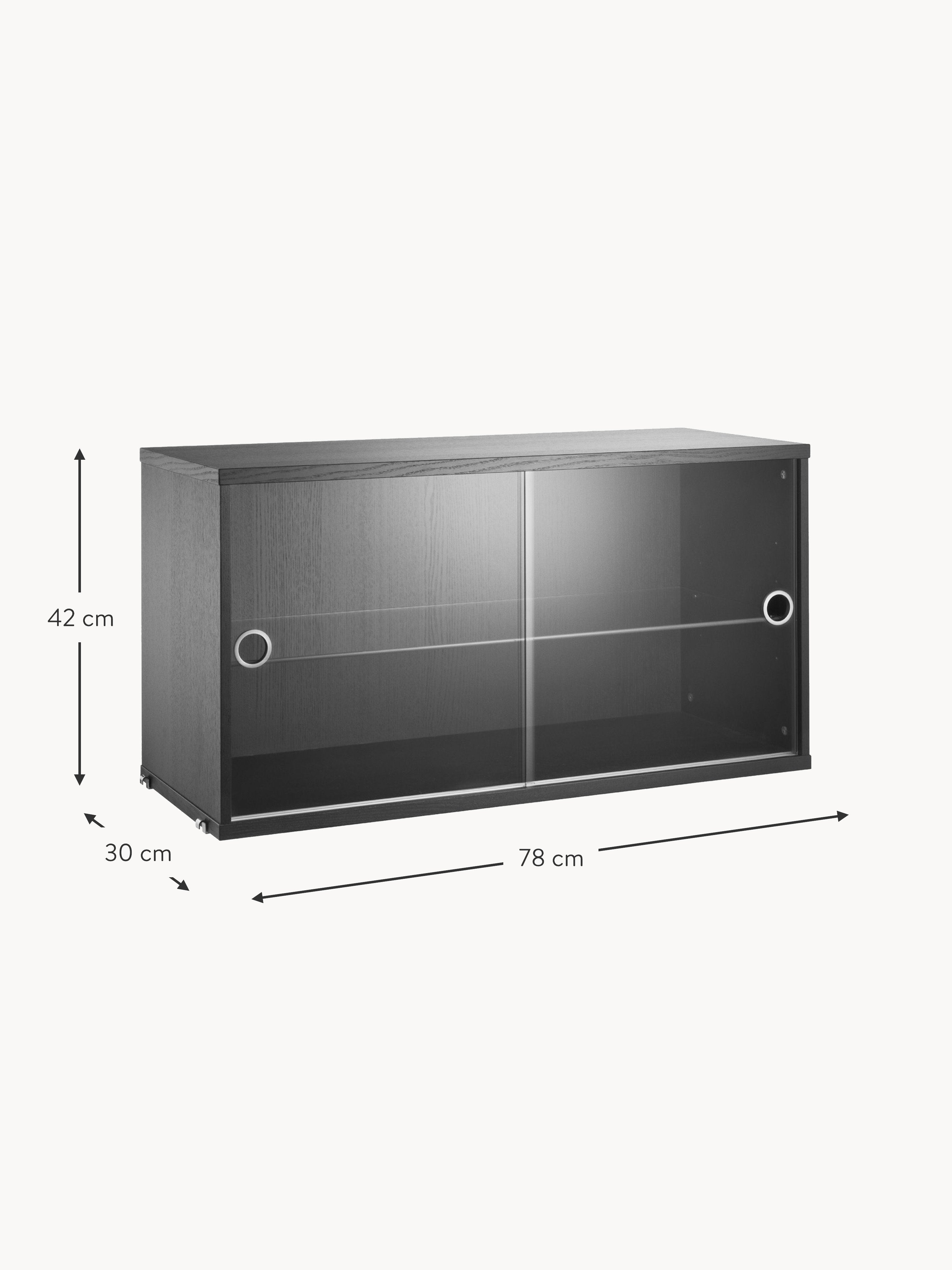 Display Cabinet String System with Sliding Glass Doors, W 78 x D 30 cm