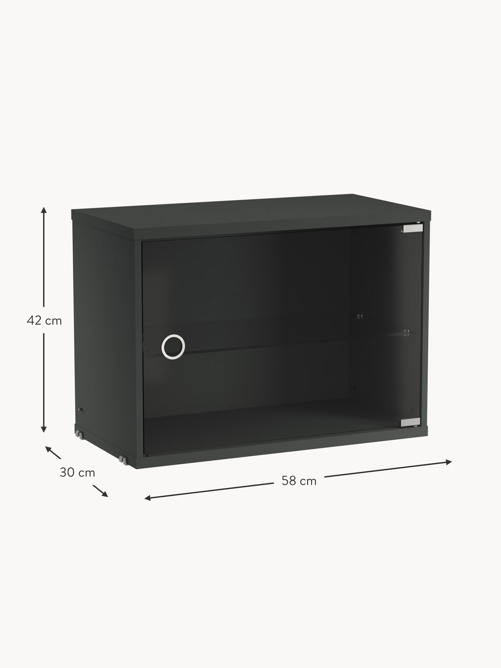 Display Cabinet String System with Swing Glass Door, W 58 x D 30 cm