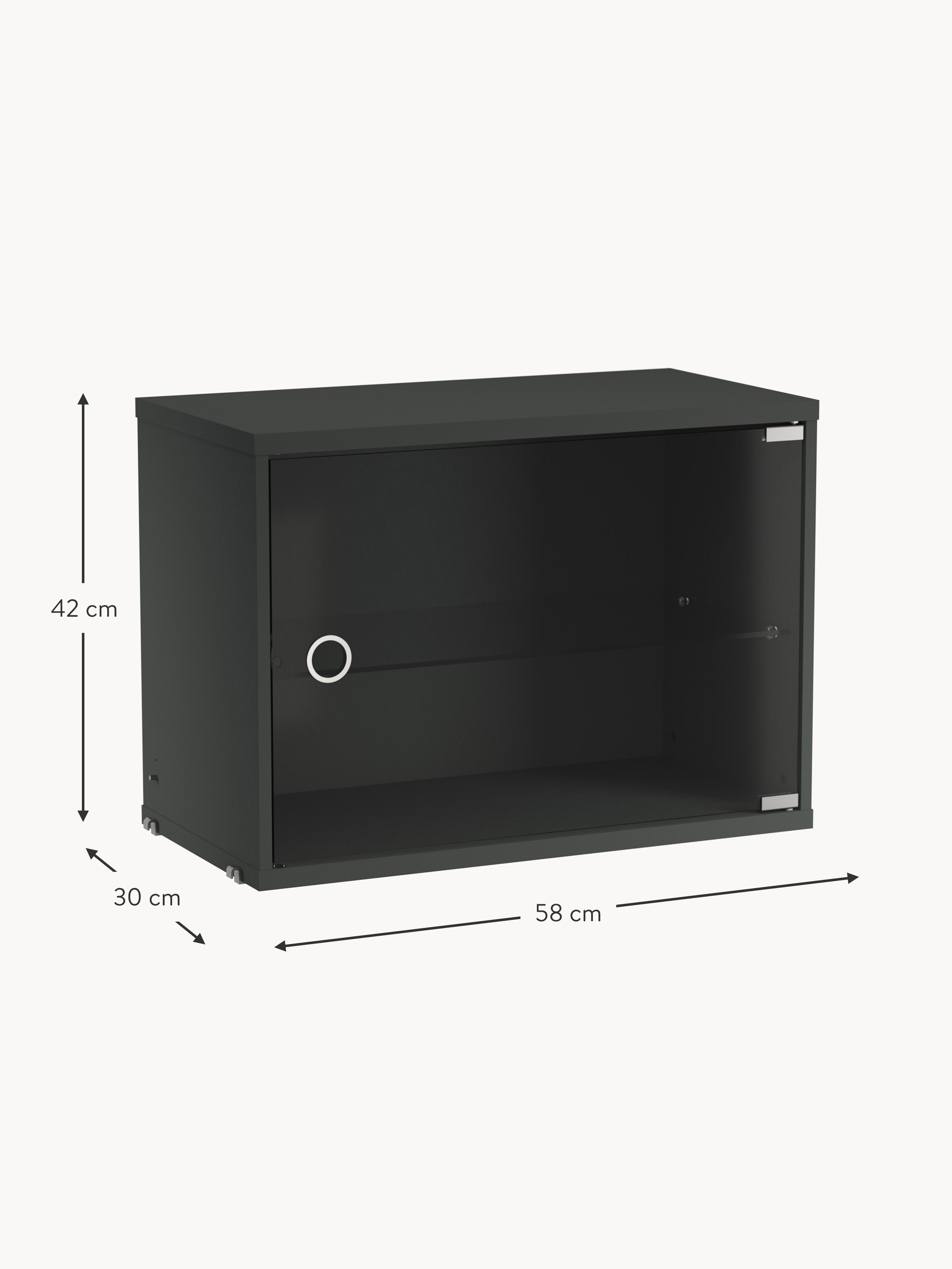 Display Cabinet String System with Swing Glass Door, W 58 x D 30 cm