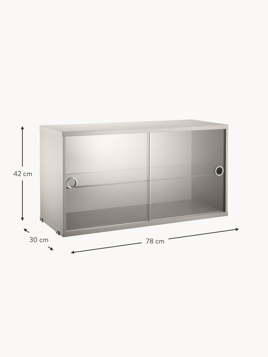 Display Cabinet String System with Sliding Glass Doors, W 78 x D 30 cm