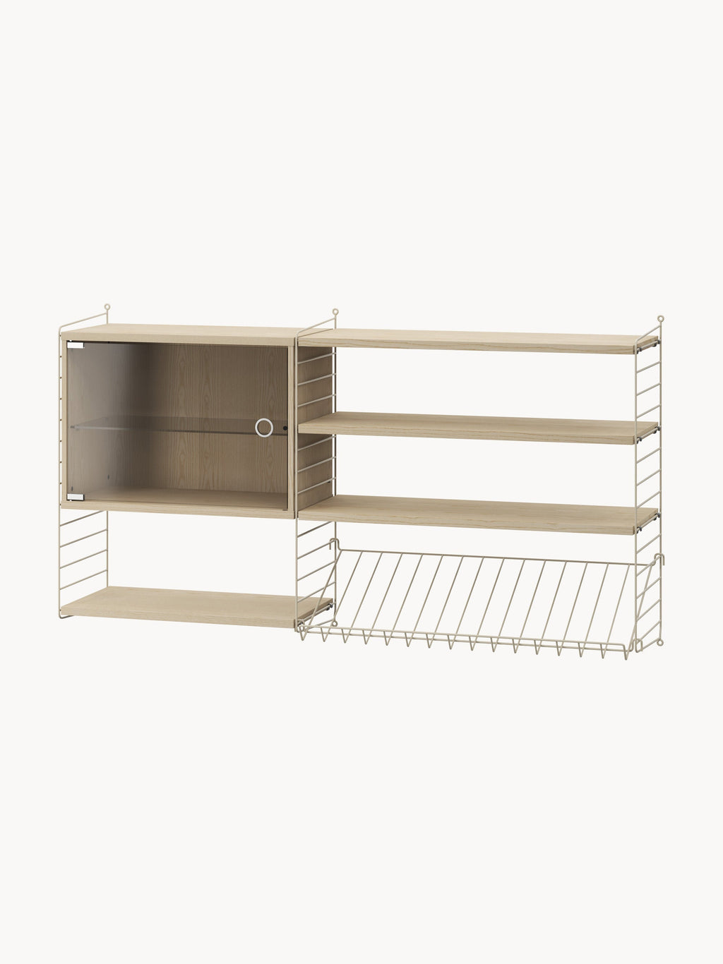 Display Cabinet String System with Swing Glass Door, W 58 x D 30 cm