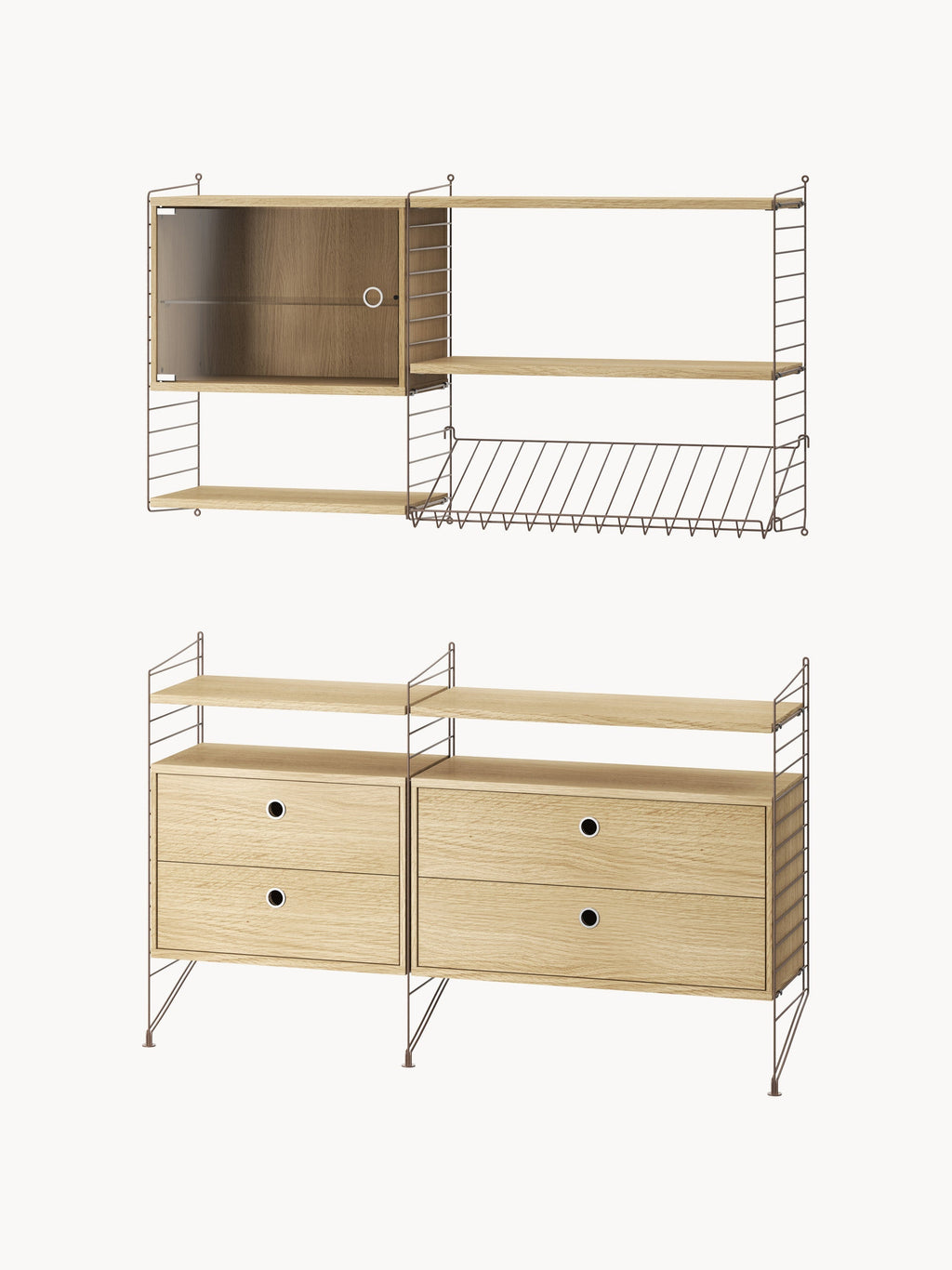 Display Cabinet String System with Swing Glass Door, W 58 x D 30 cm