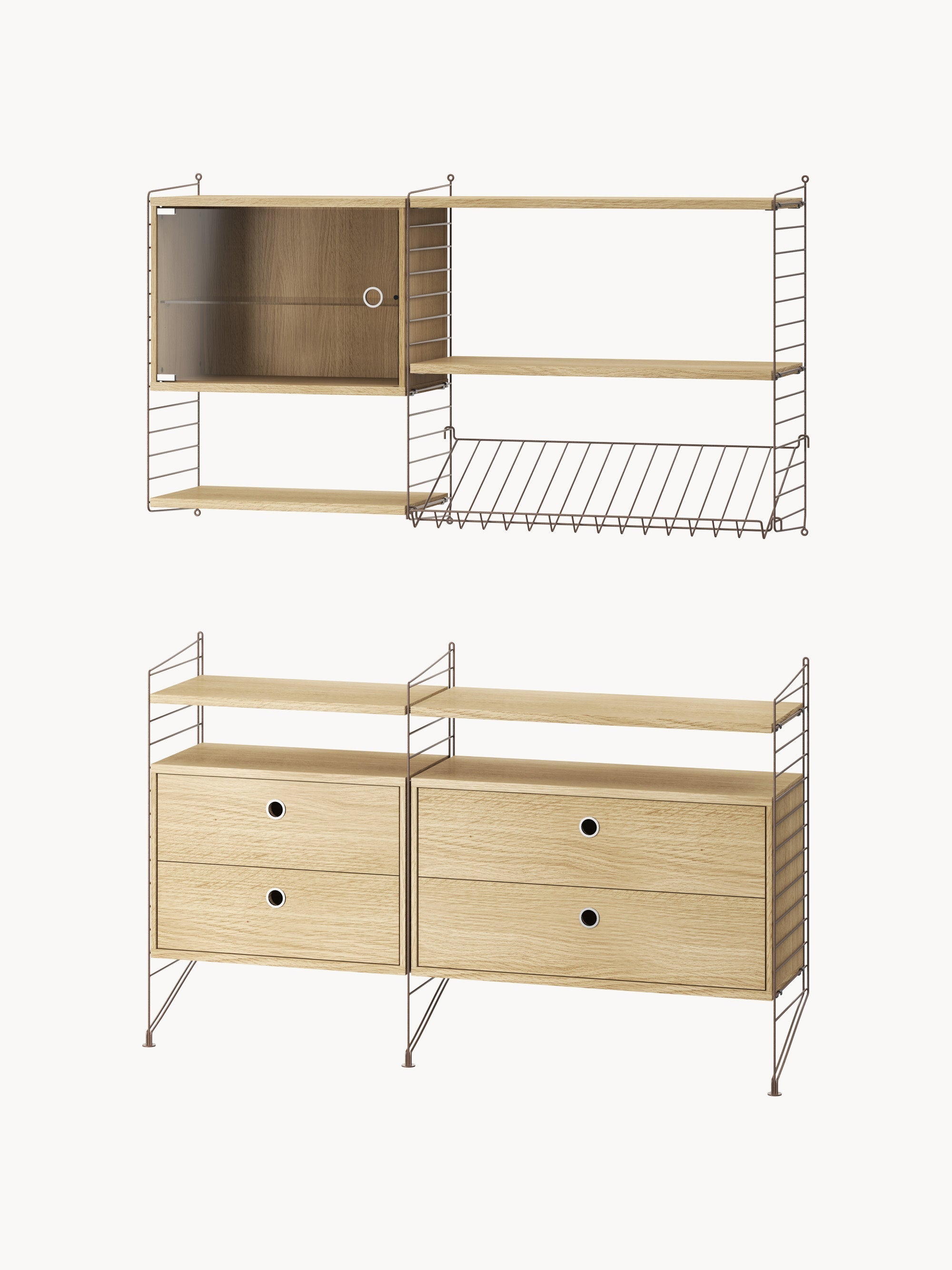 Display Cabinet String System with Swing Glass Door, W 58 x D 30 cm