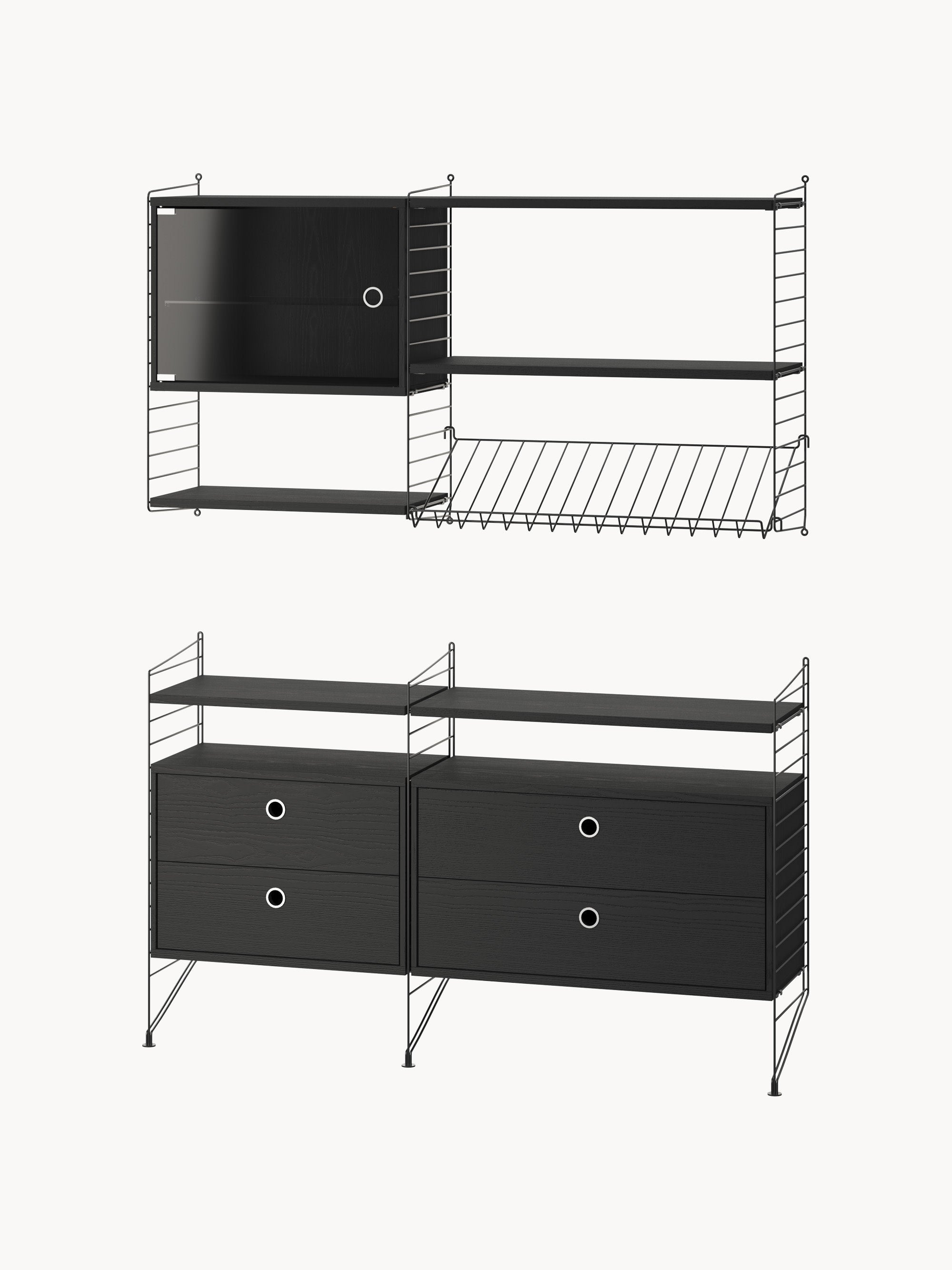 Cabinet String System with Drawers, W 58 x D 30 cm
