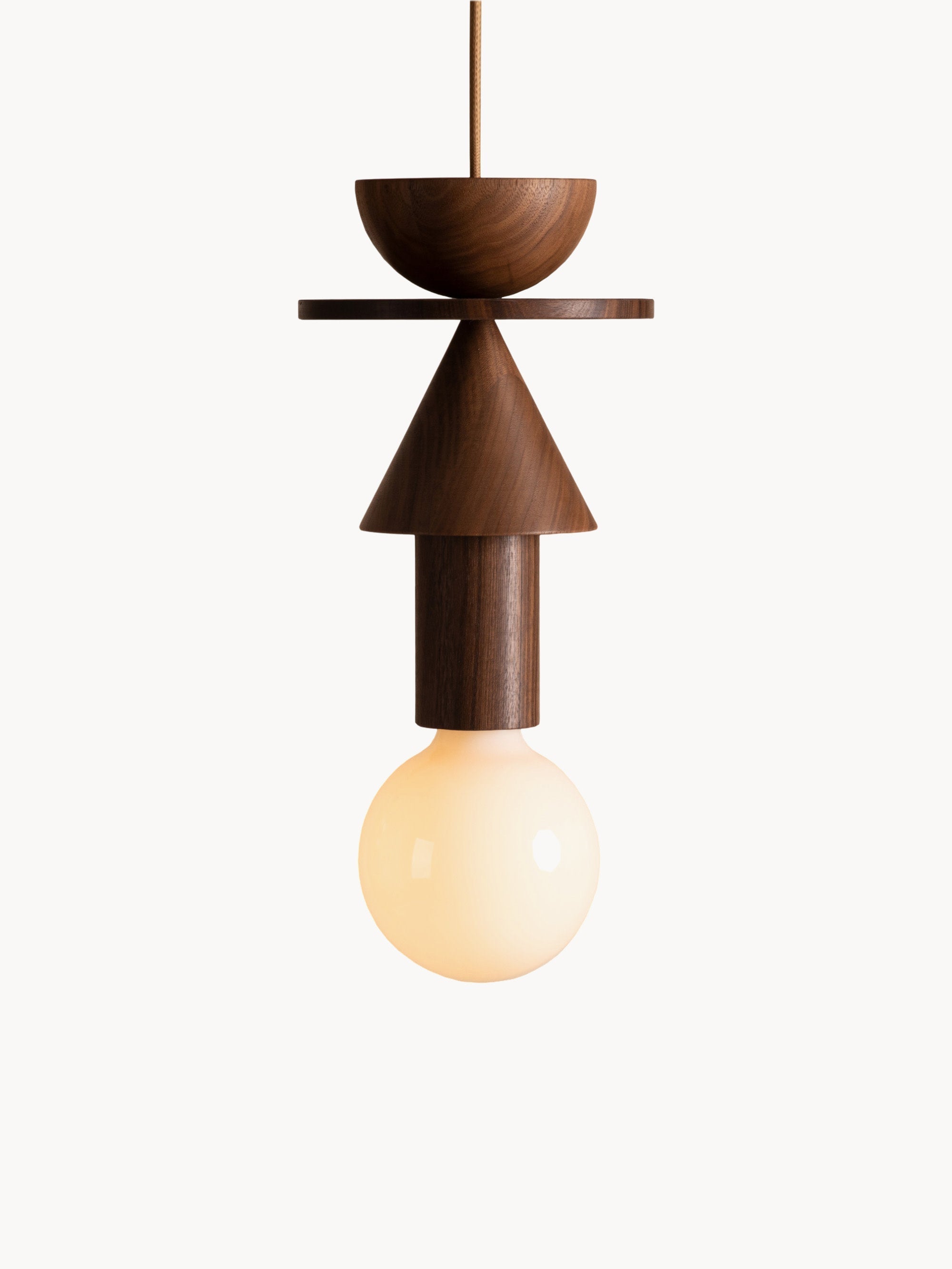 Gallery image 1 - Small Handmade Dimmable Pendant Light Junit Walnuss