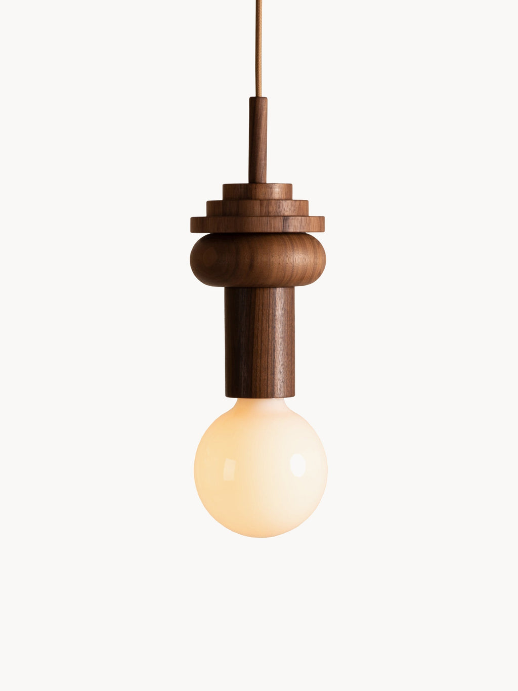 Gallery image 1 - Small Handmade Dimmable Pendant Light Junit Walnuss