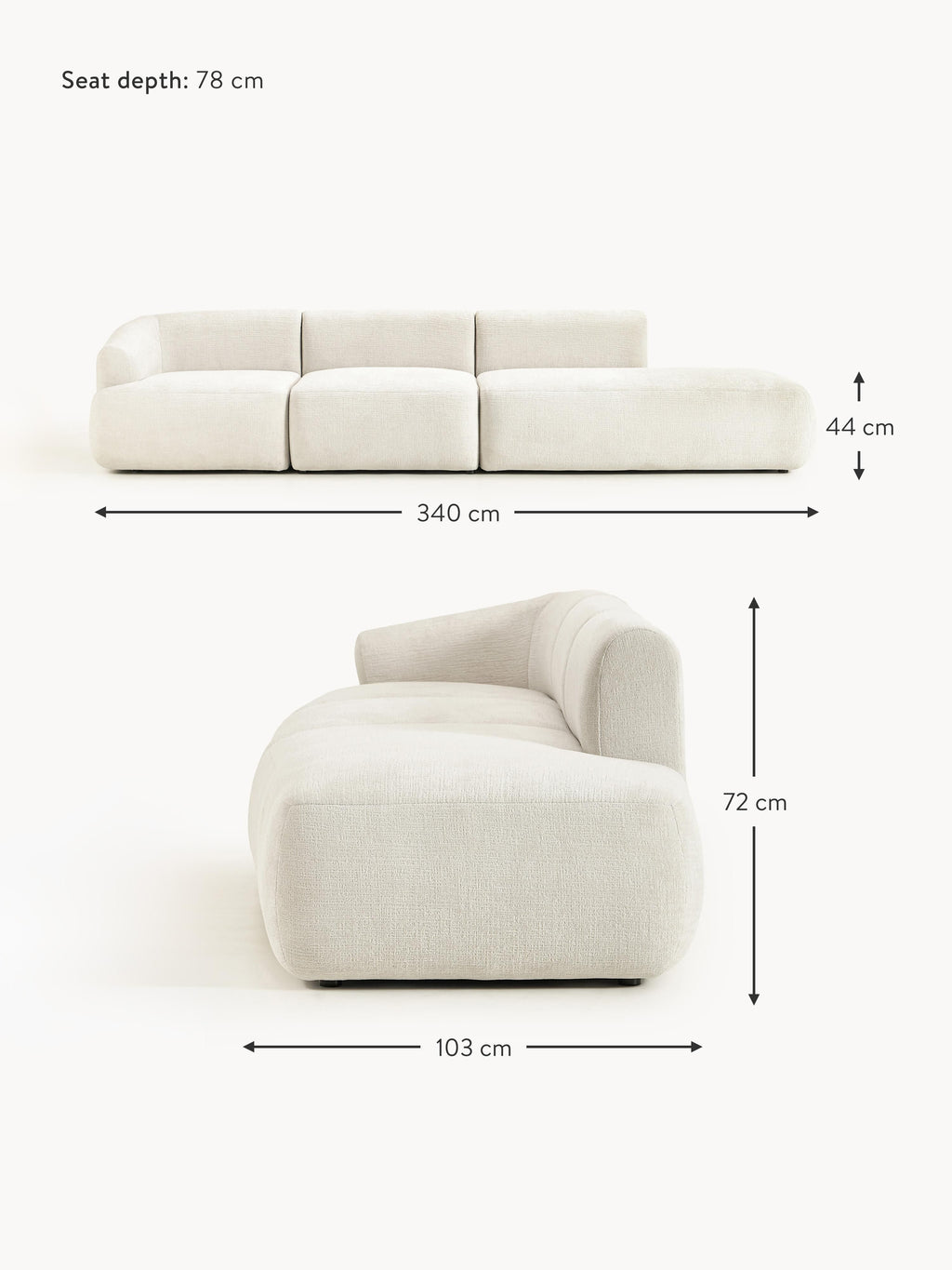 Sofia Modular Ottoman (4-seater)