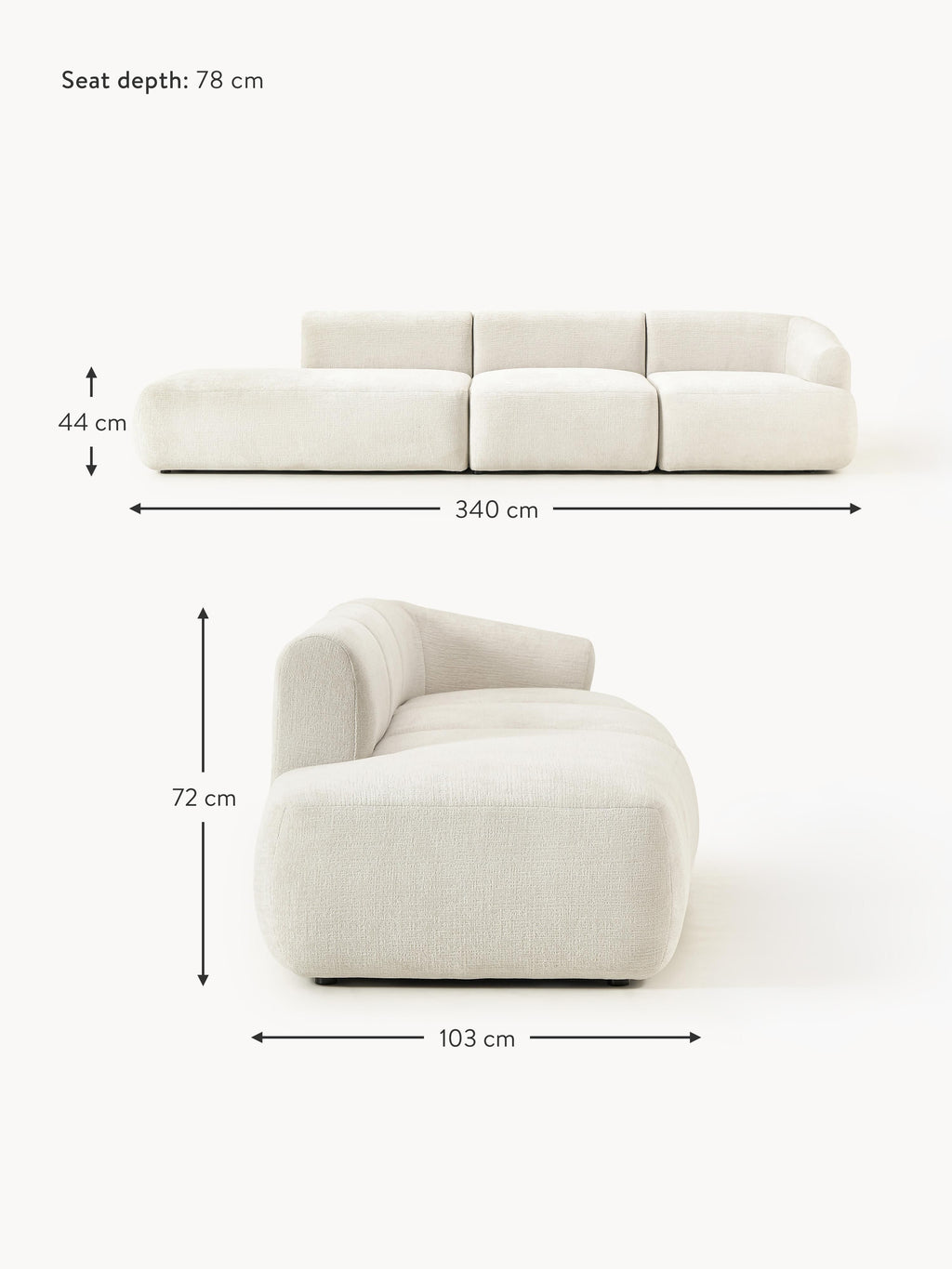 Sofia Modular Ottoman (4-seater)