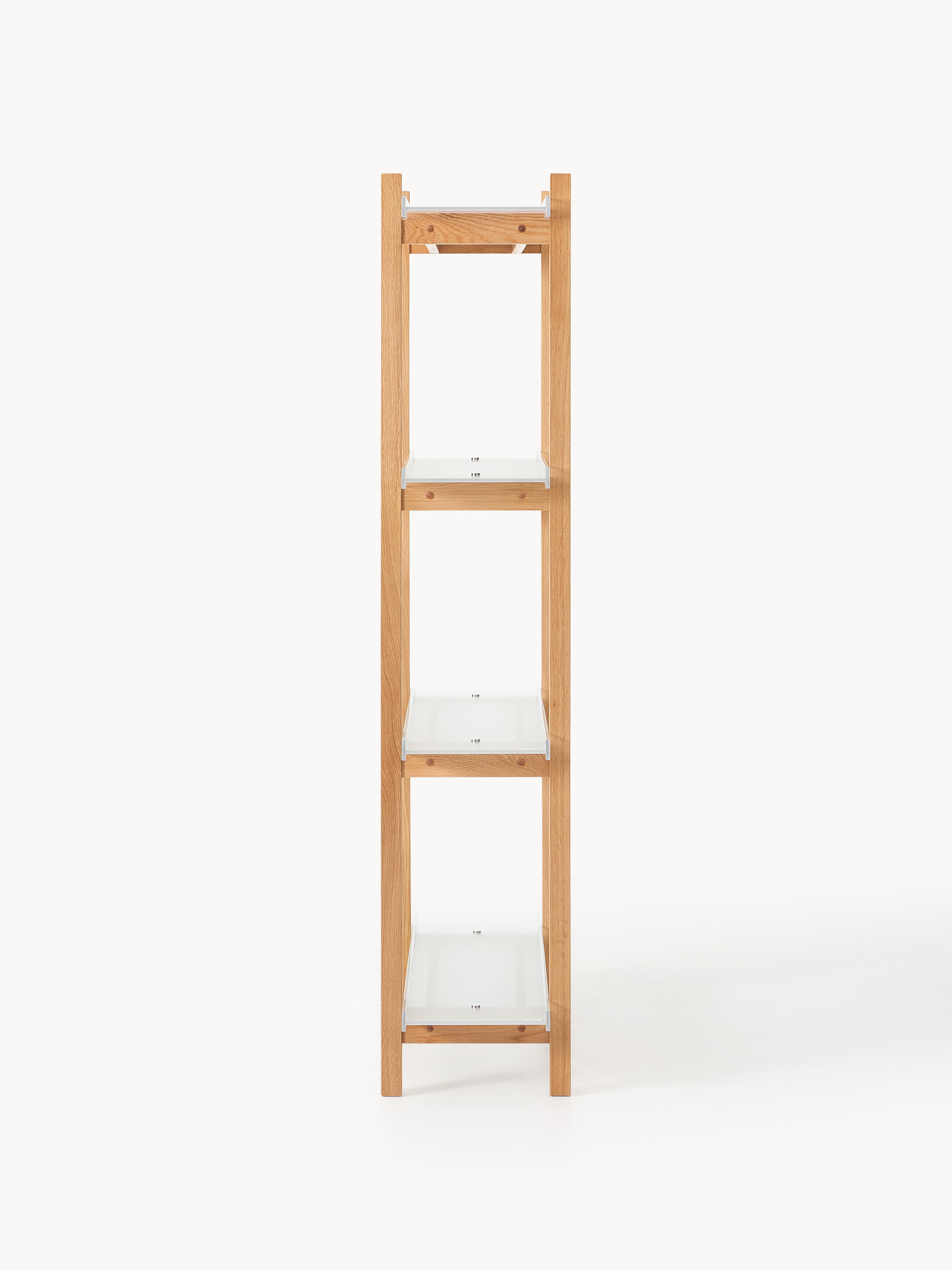 Alex Large Oak Shelving Unit with Glass Shelves