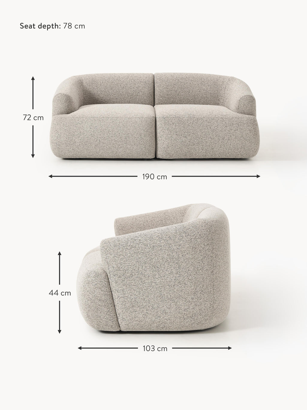 Sofia Modular Bouclé Sofa (2-seater)