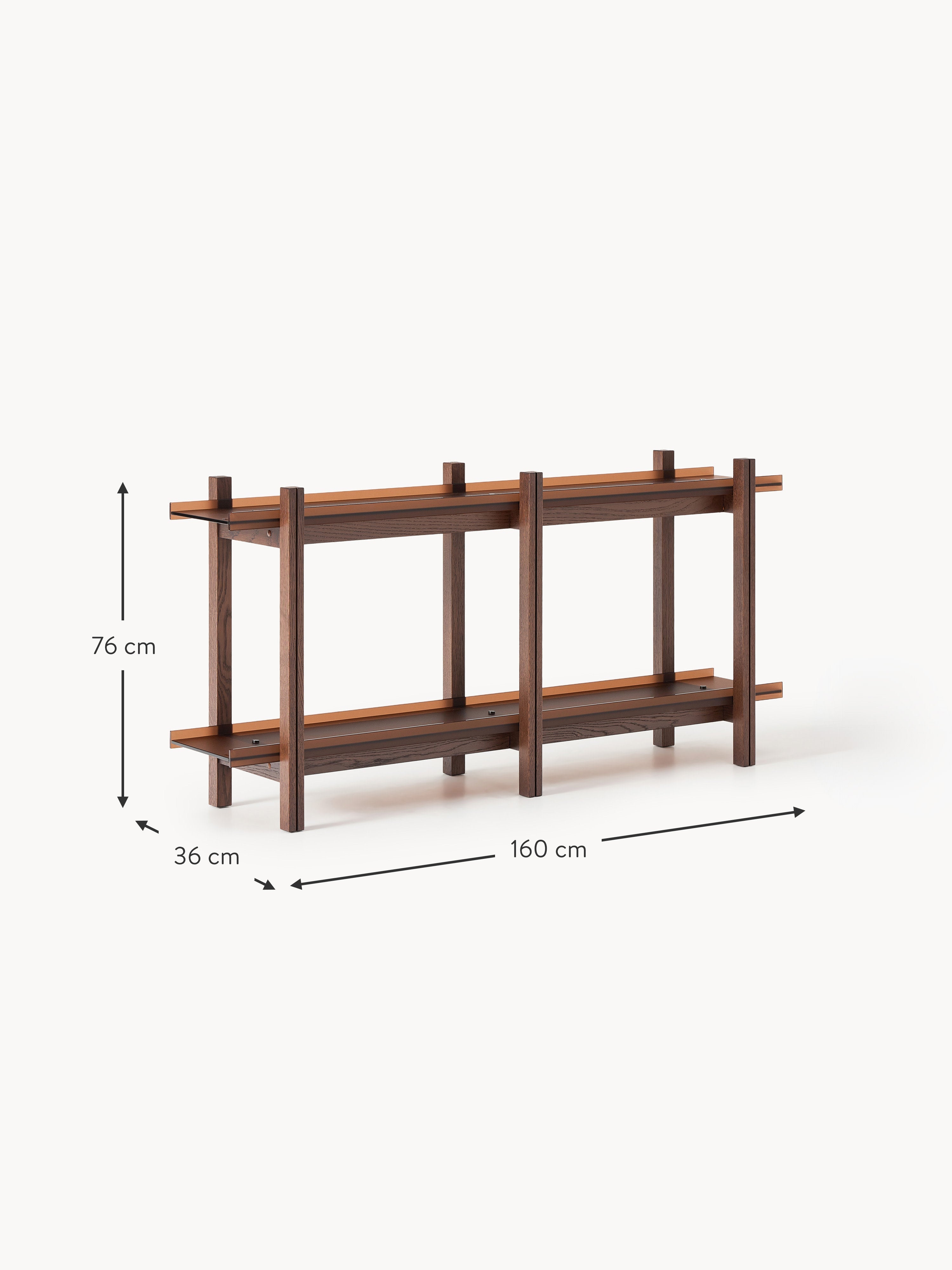 Alex Oak Shelving Unit with Glass Shelves