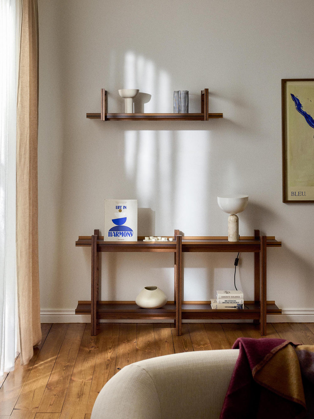 Alex Oak Shelving Unit with Glass Shelves
