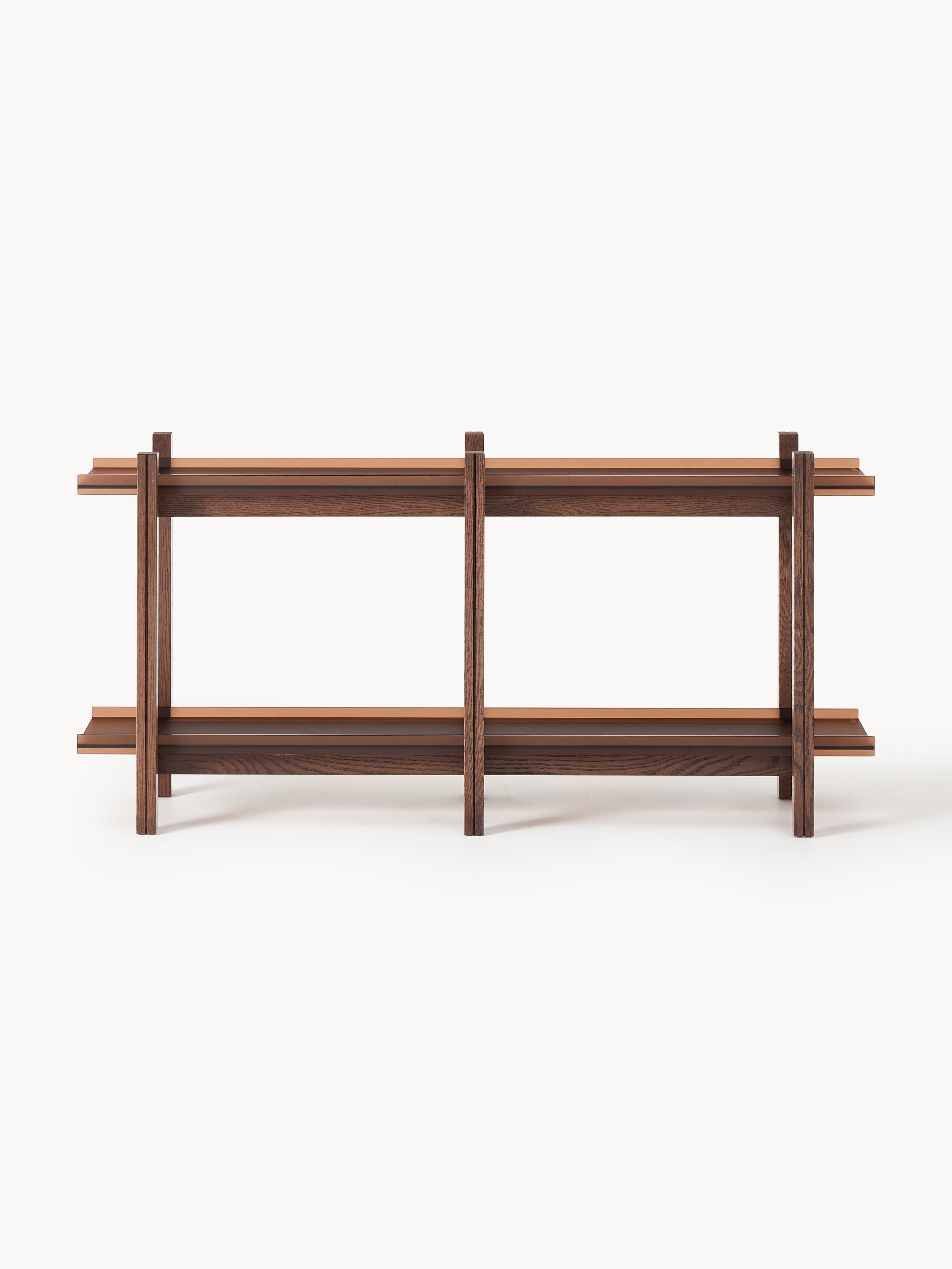 Alex Oak Shelving Unit with Glass Shelves