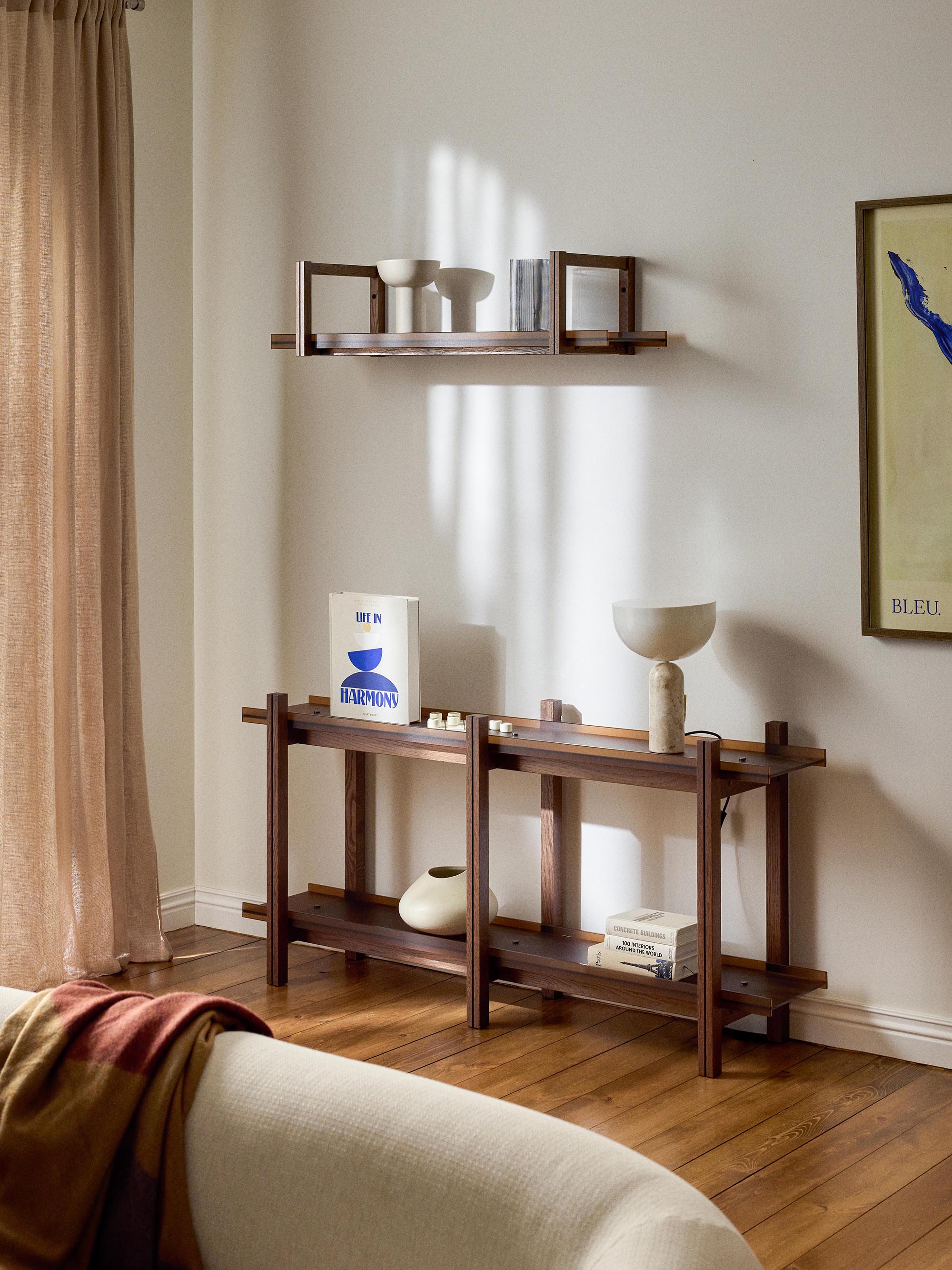 Alex Oak Shelving Unit with Glass Shelves