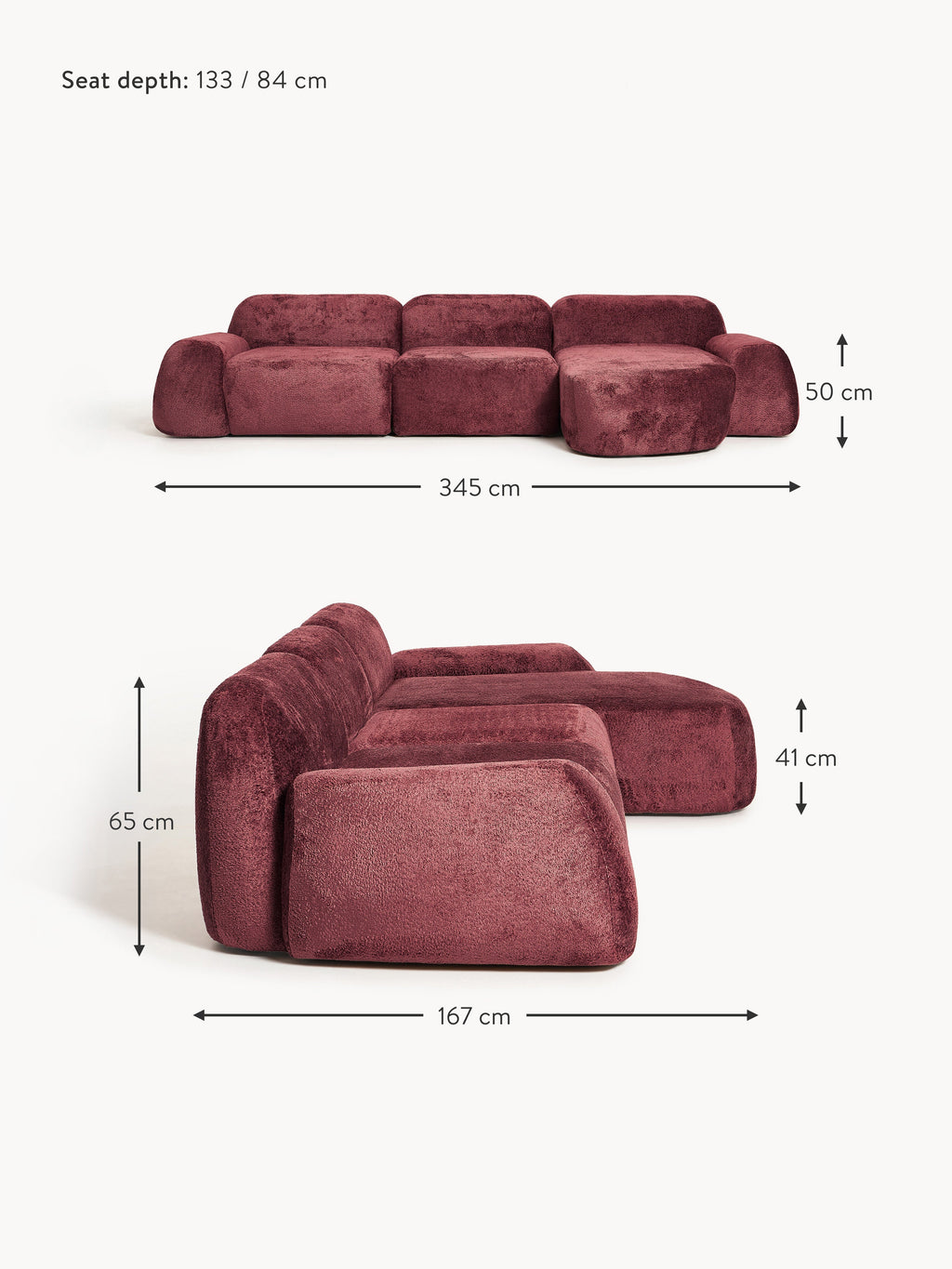 Wolke Modular Teddy Bouclé Corner Sofa (4-seater)