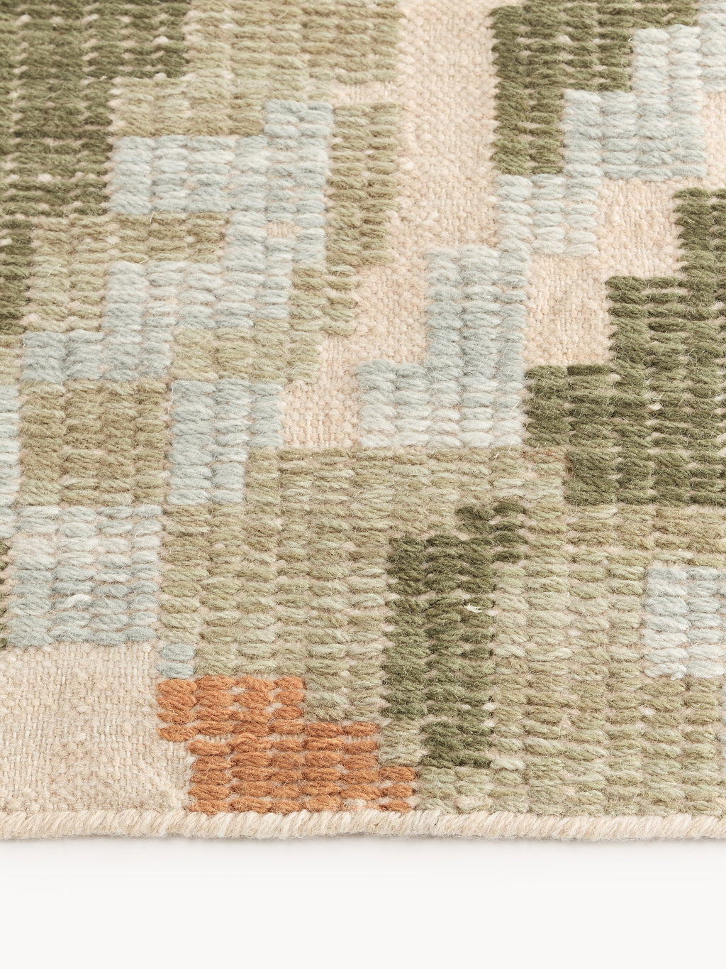 Rosha Wool Rug with Stitched Flower Pattern