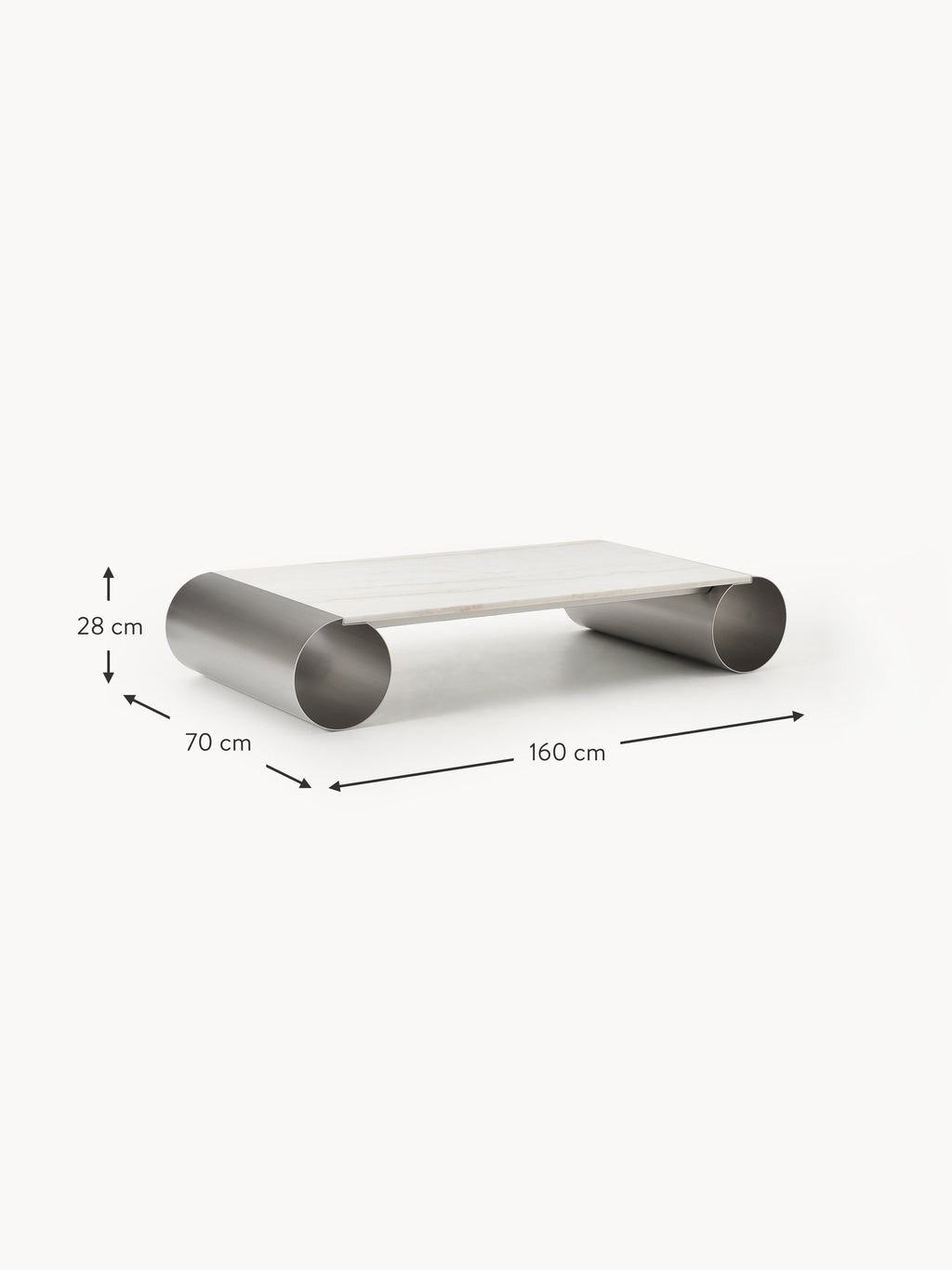 Blaze XL Coffee Table with Marble Top, W 160 cm