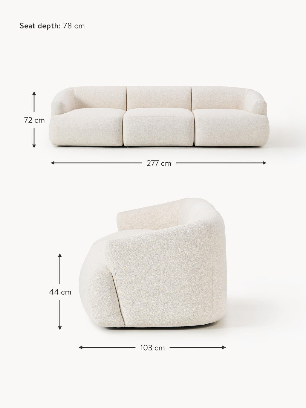 Sofia Modular Bouclé Sofa (4-seater)