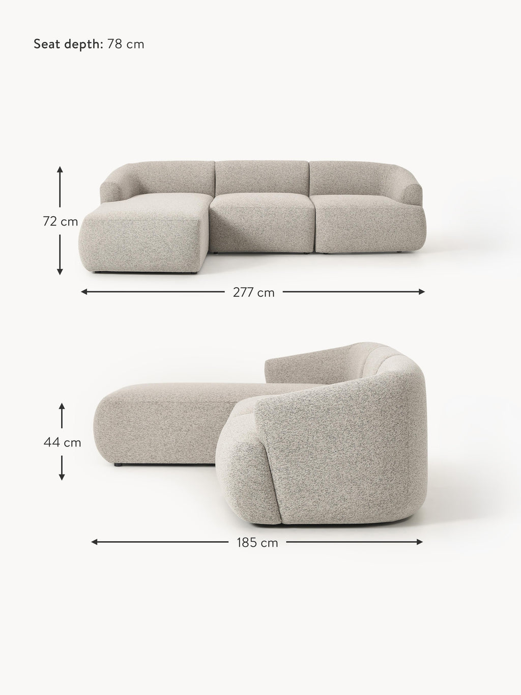 Sofia Modular Bouclé Corner Sofa (4-seater)