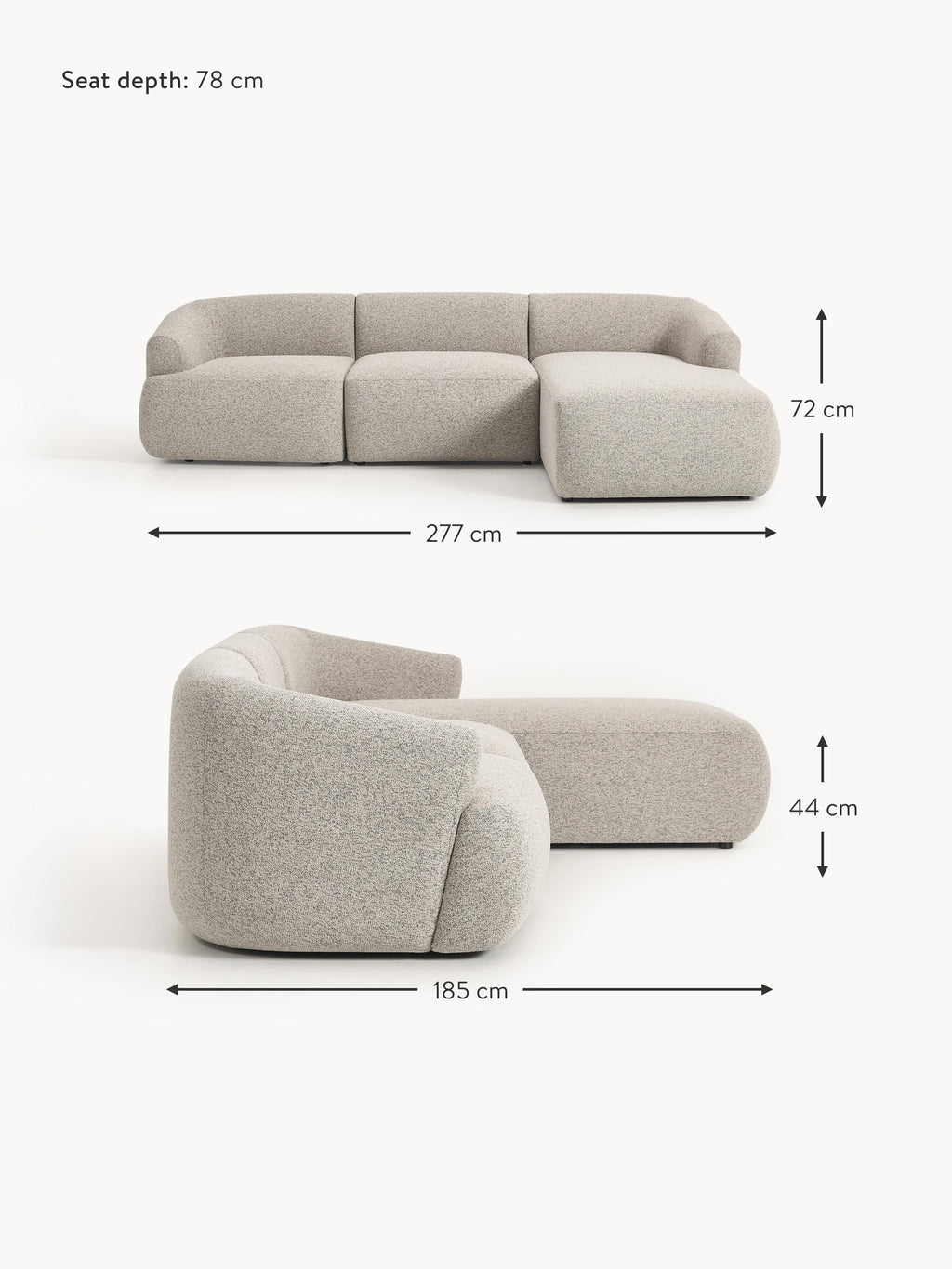 Sofia Modular Bouclé Corner Sofa (4-seater)