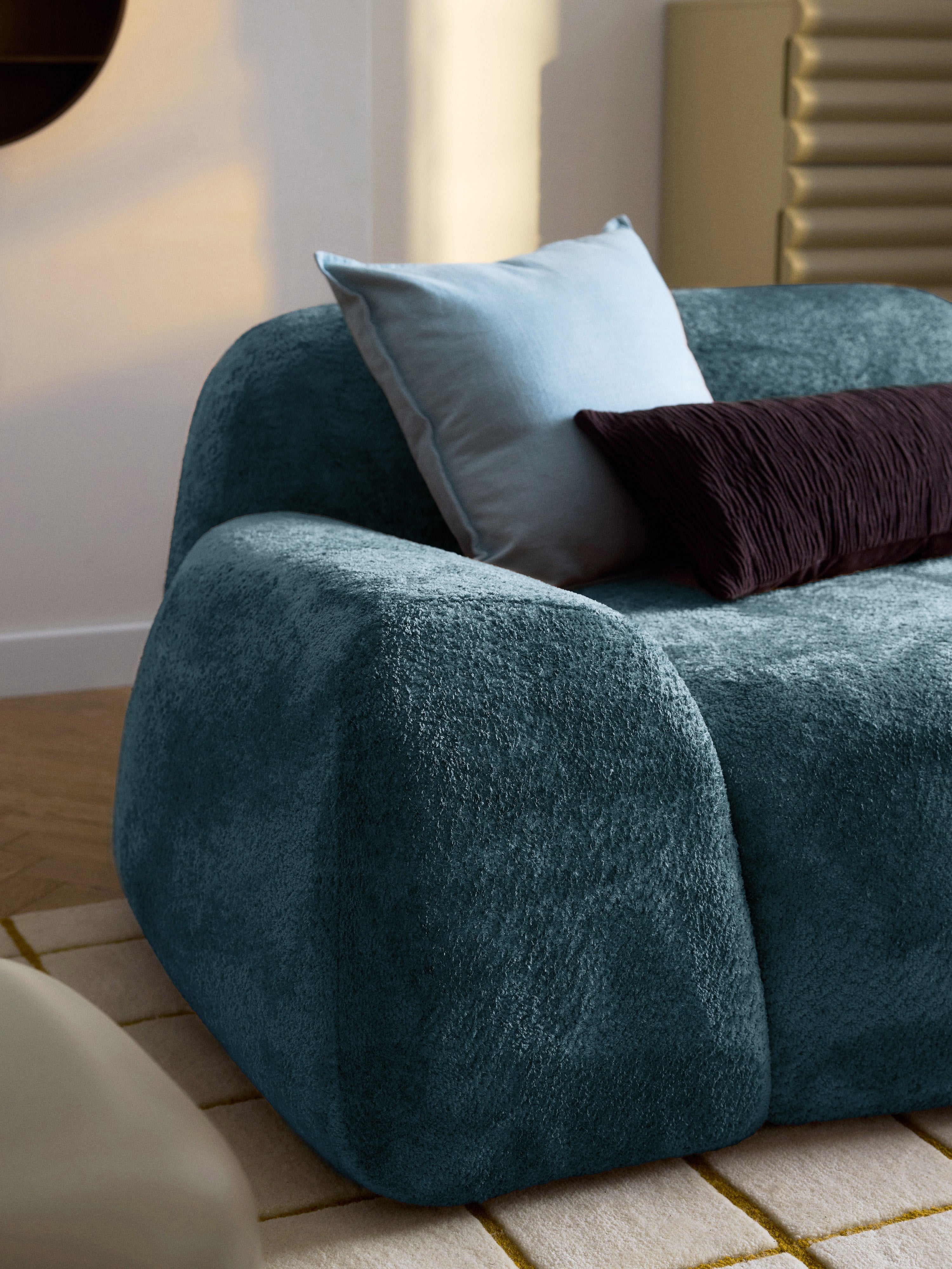 Wolke Teddy Bouclé Sofa (2-seater) with Chaise End