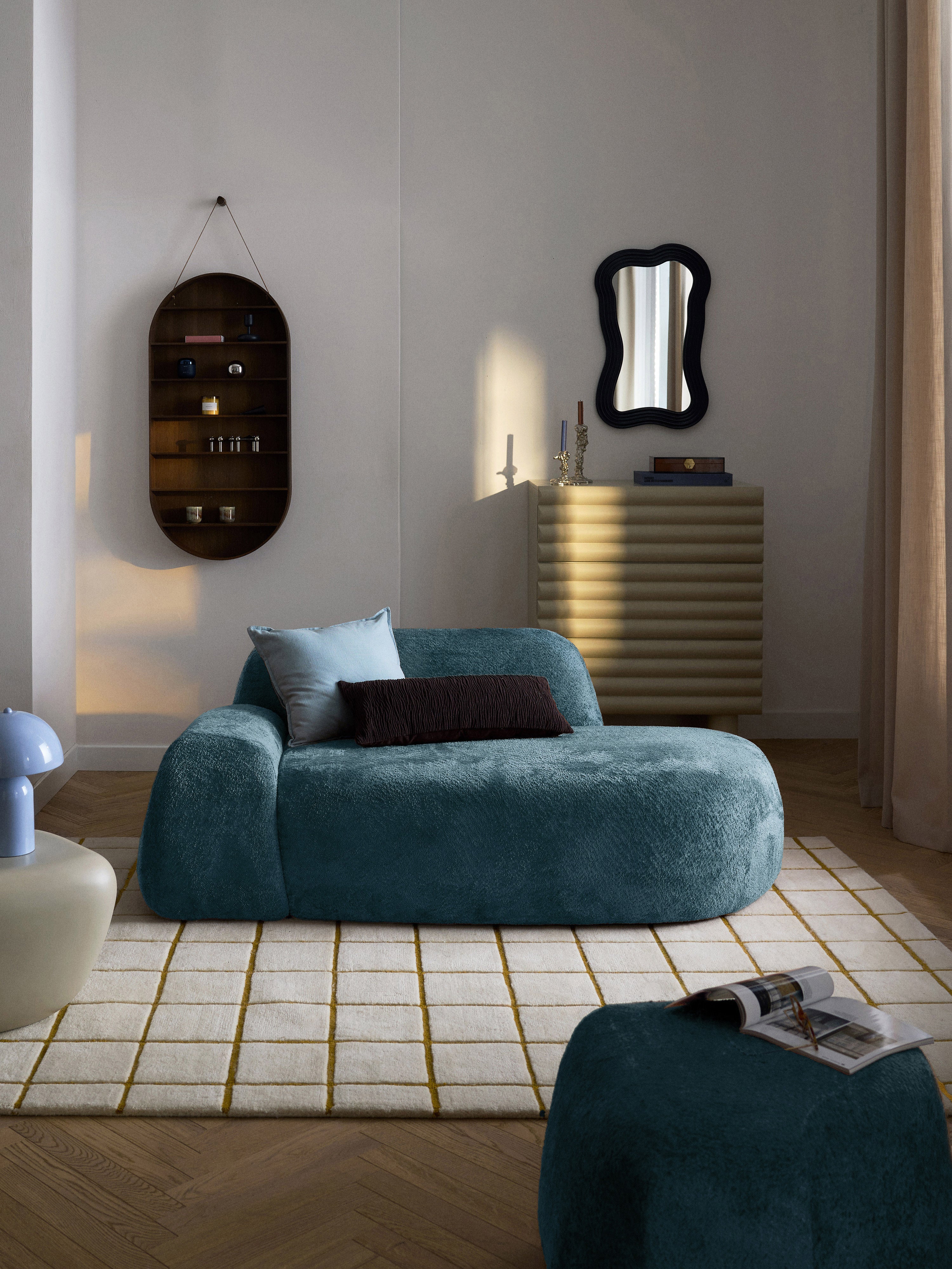 Wolke Teddy Bouclé Sofa (2-seater) with Chaise End