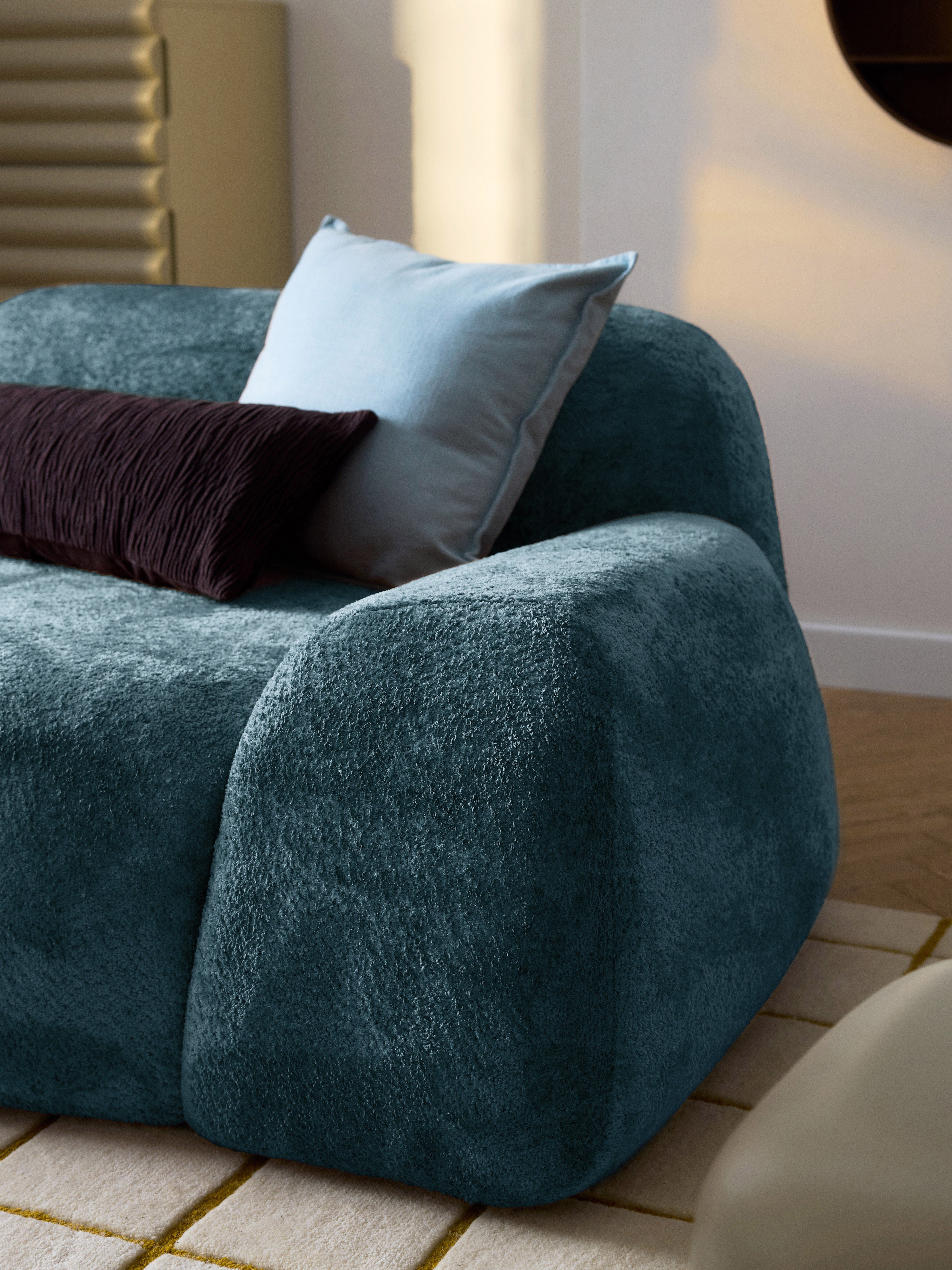 Wolke Teddy Bouclé Sofa (2-seater) with Chaise End
