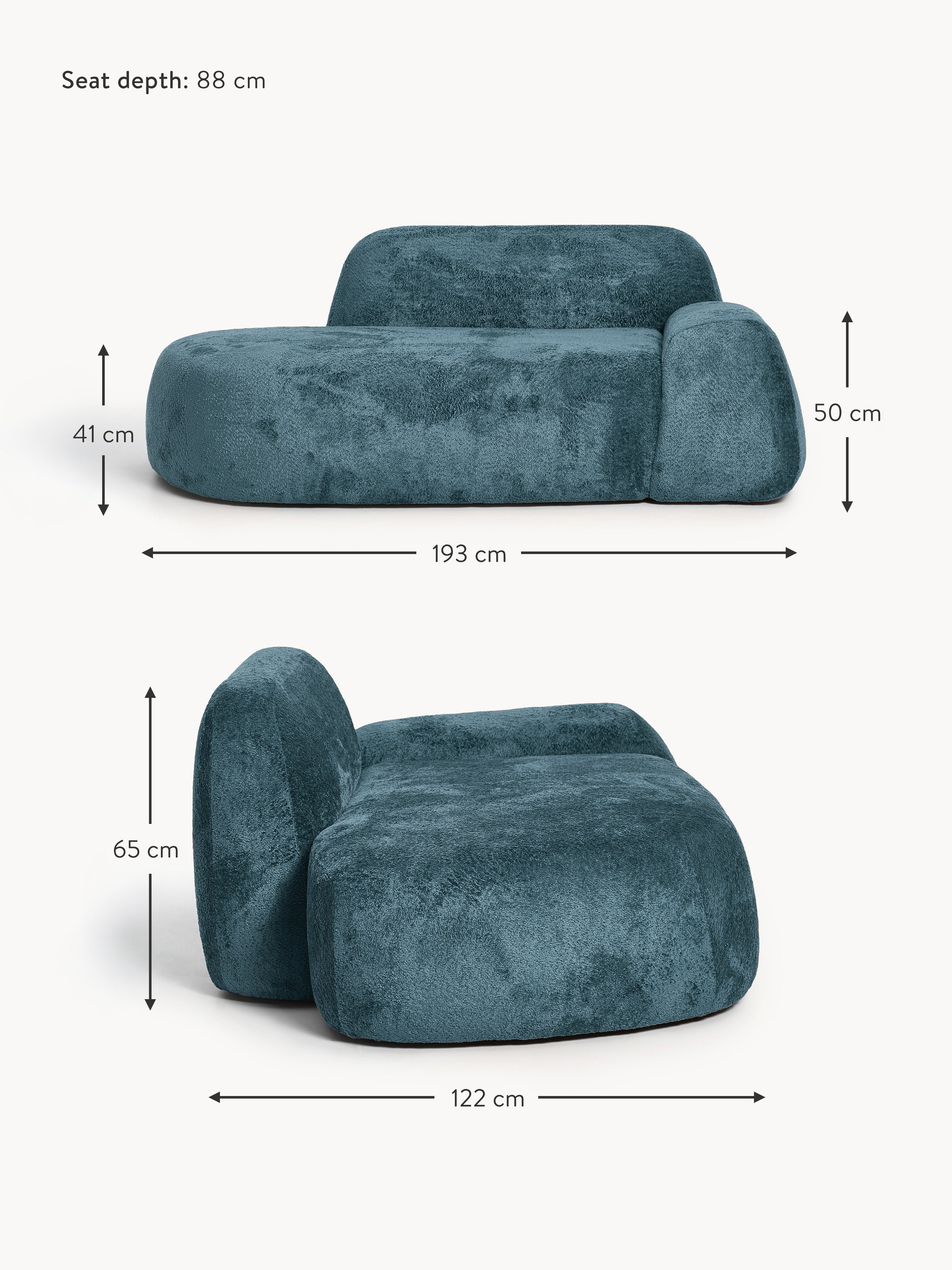 Wolke Teddy Bouclé Sofa (2-seater) with Chaise End