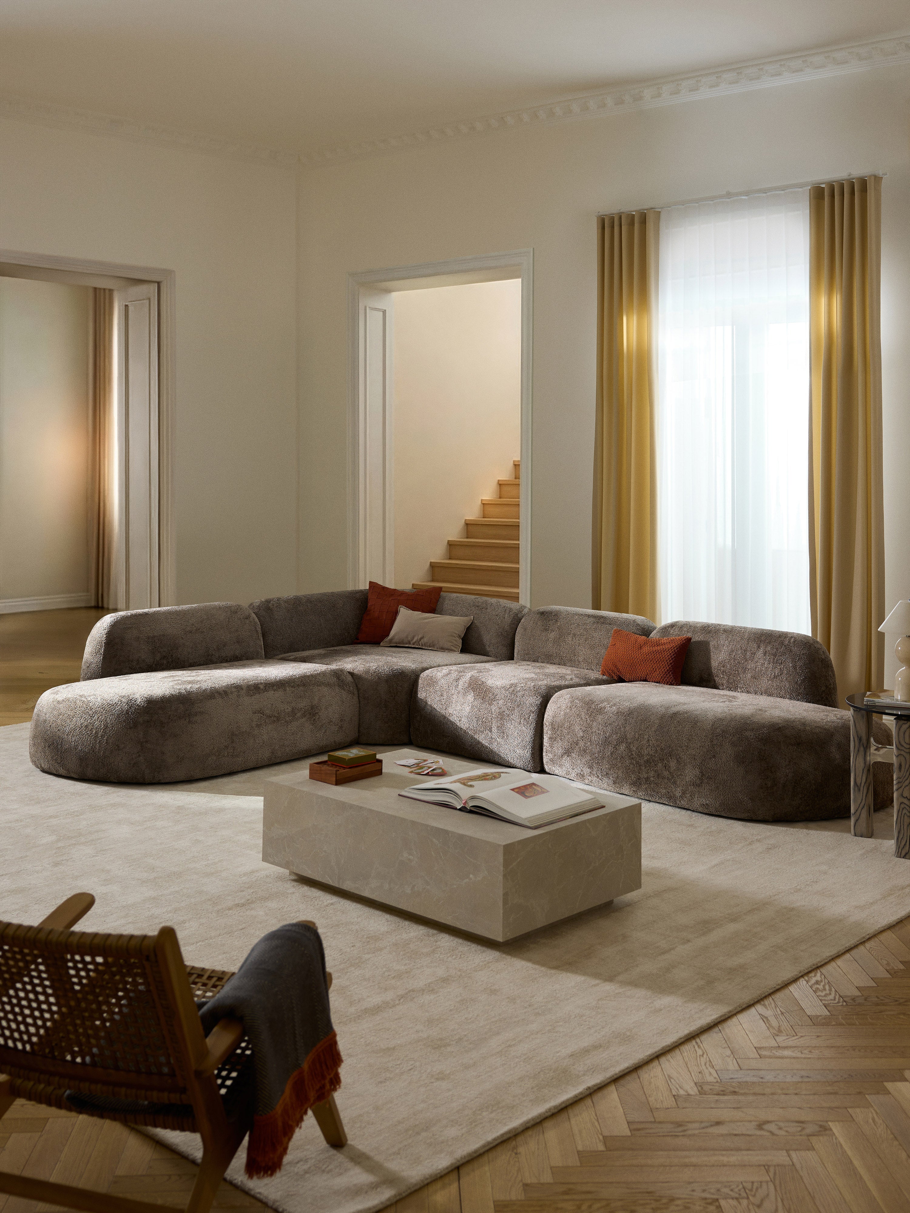 Wolke XL Modular Teddy Bouclé Corner Sofa with Chaise Ends