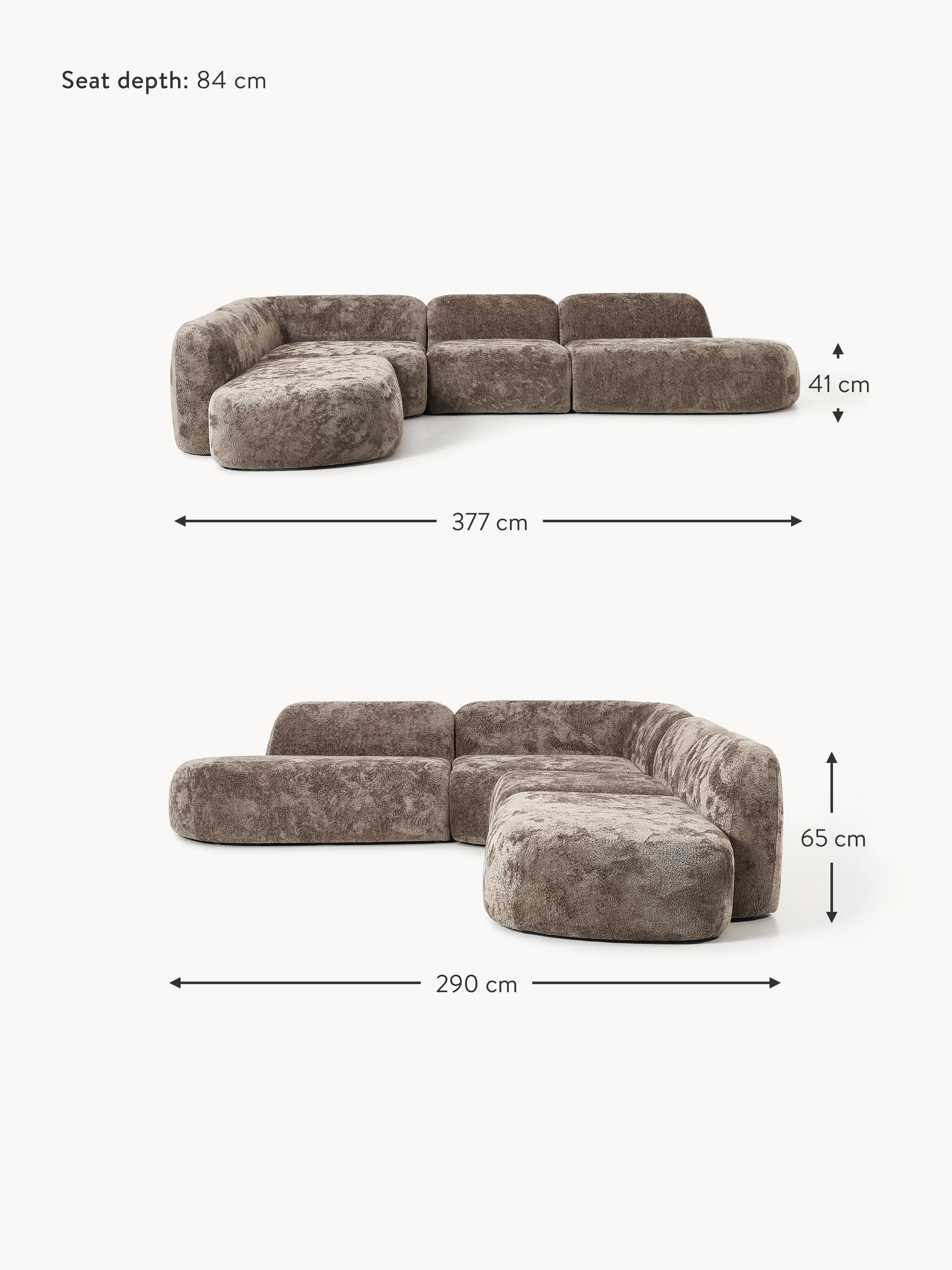 Wolke XL Modular Teddy Bouclé Corner Sofa with Chaise Ends