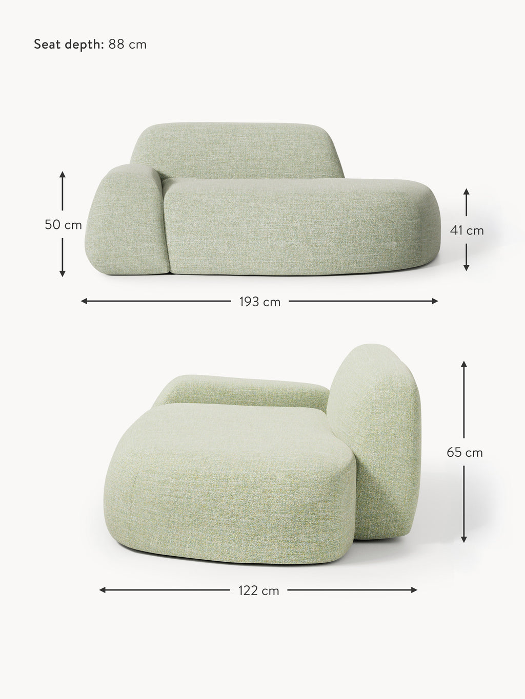 Wolke Bouclé Sofa (2-seater) with Chaise End