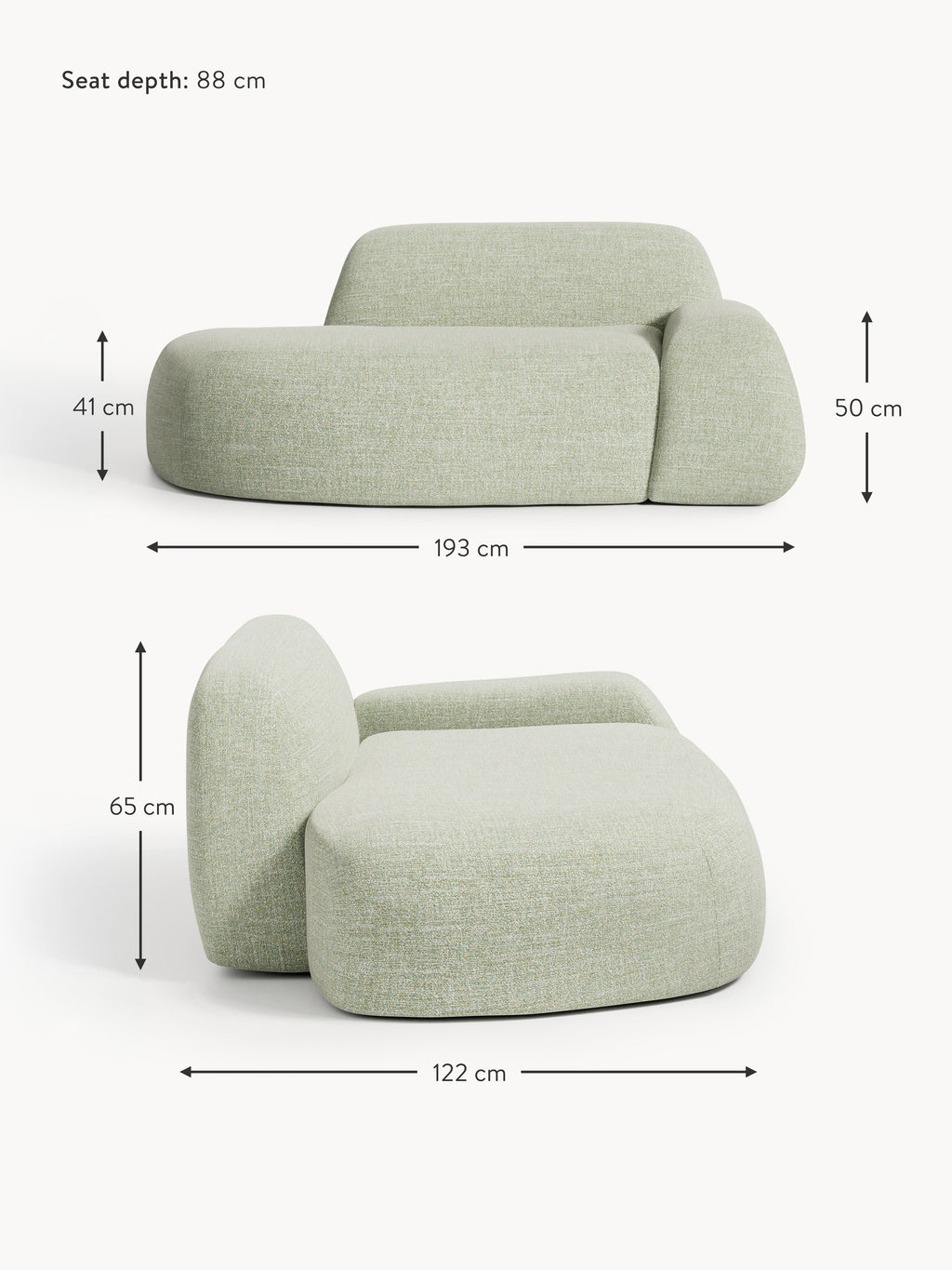 Wolke Bouclé Sofa (2-seater) with Chaise End